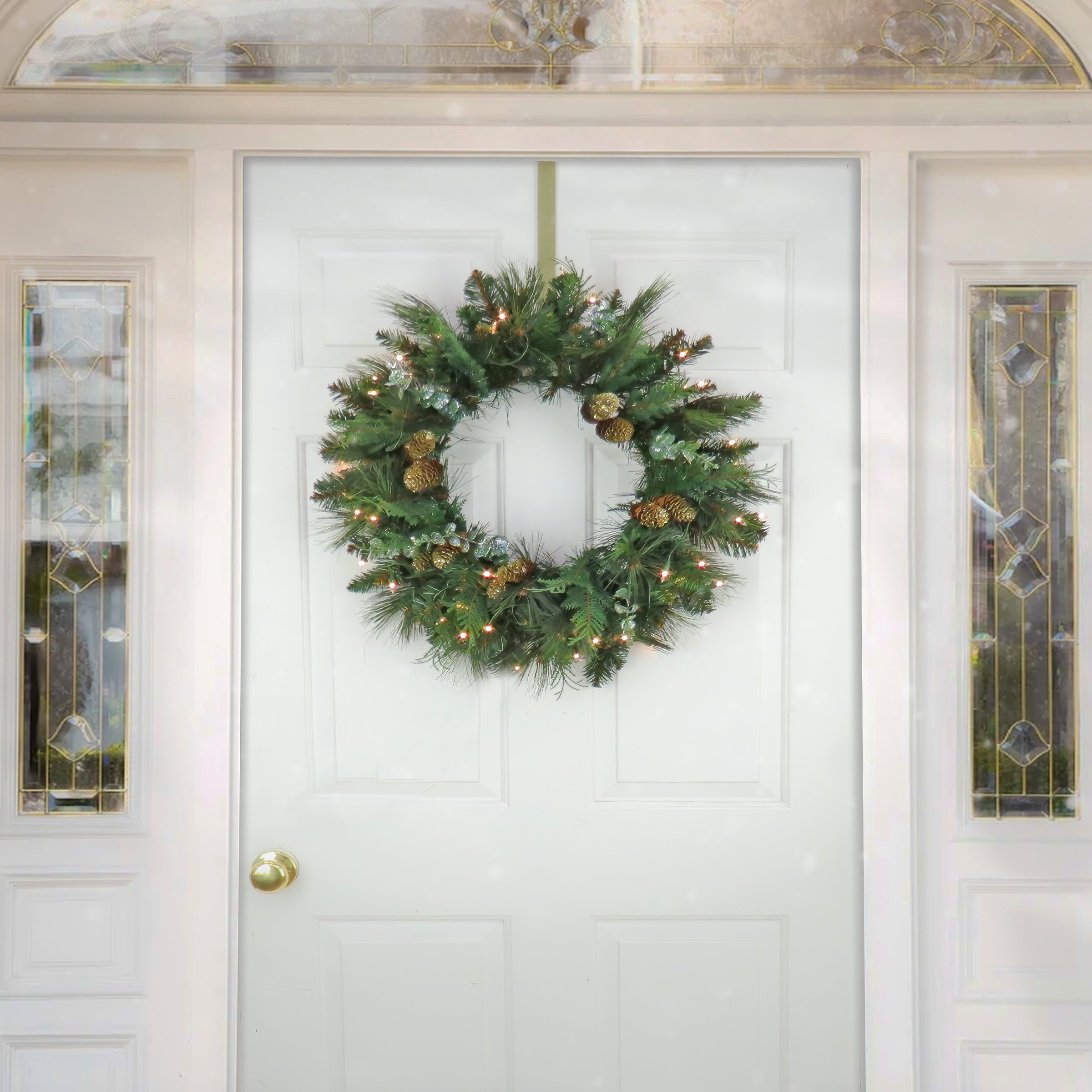 24 in. Pre-Lit North Conway Wreath with Clear Lights