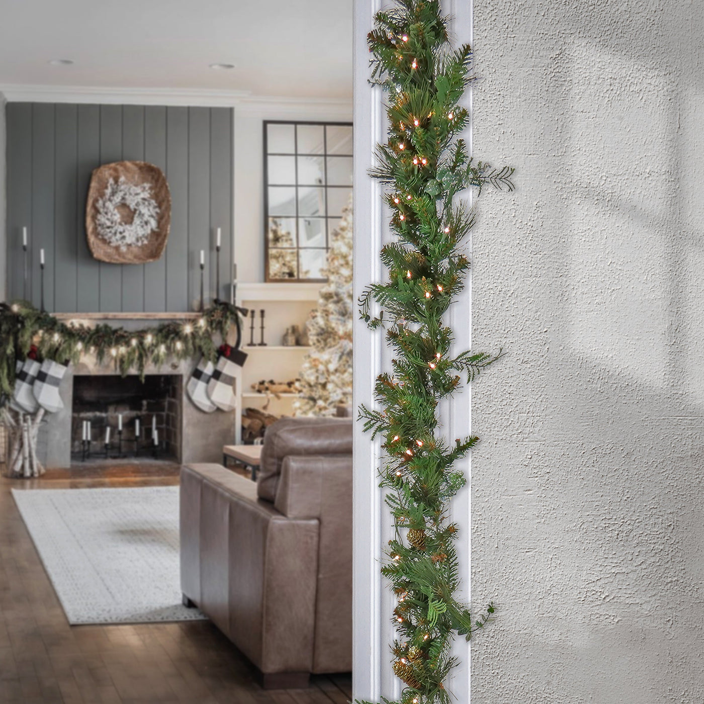 9 ft. Pre-Lit North Conway Garland with Clear Lights