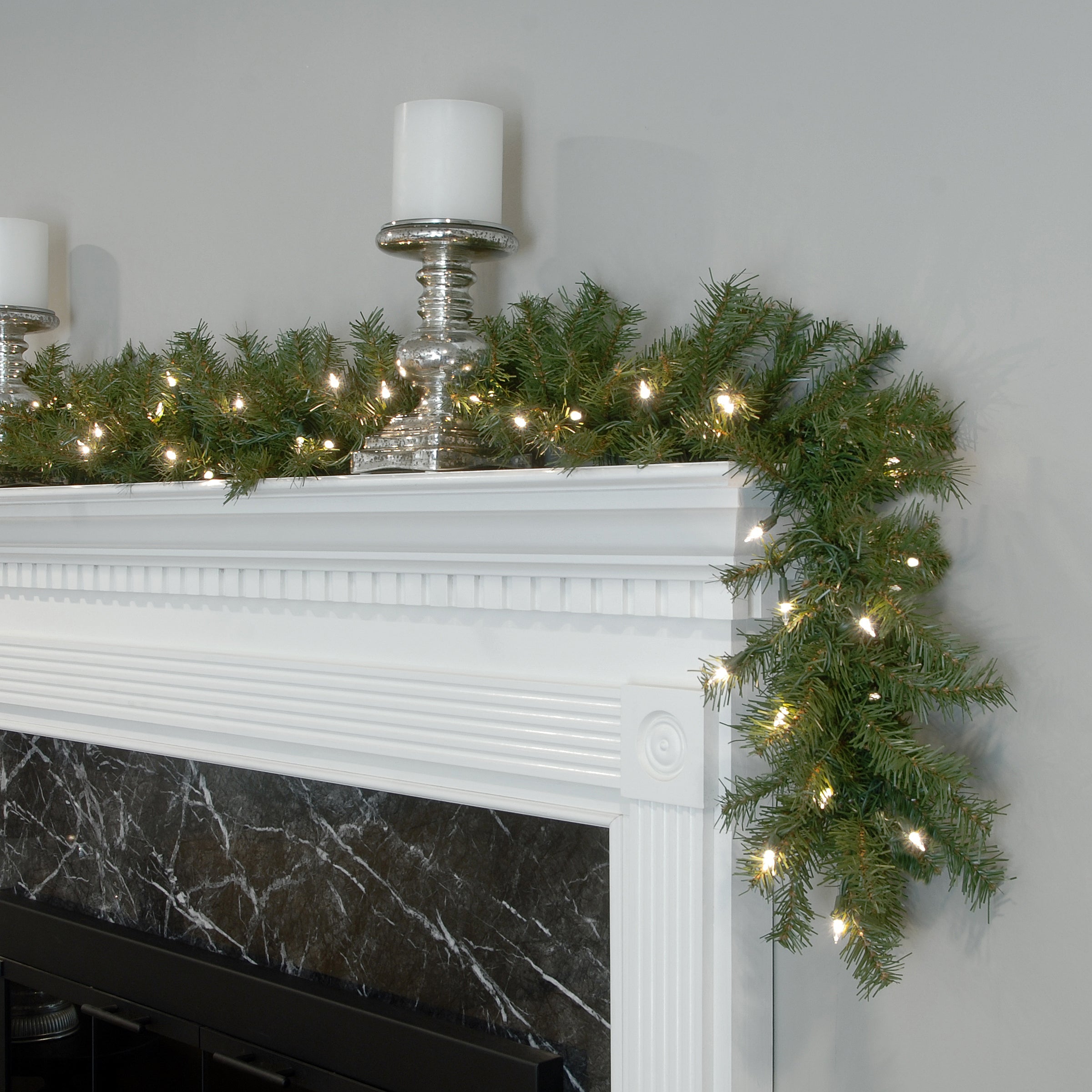 9 ft. Pre-Lit Norwood Fir Garland with Dual Color LED Lights