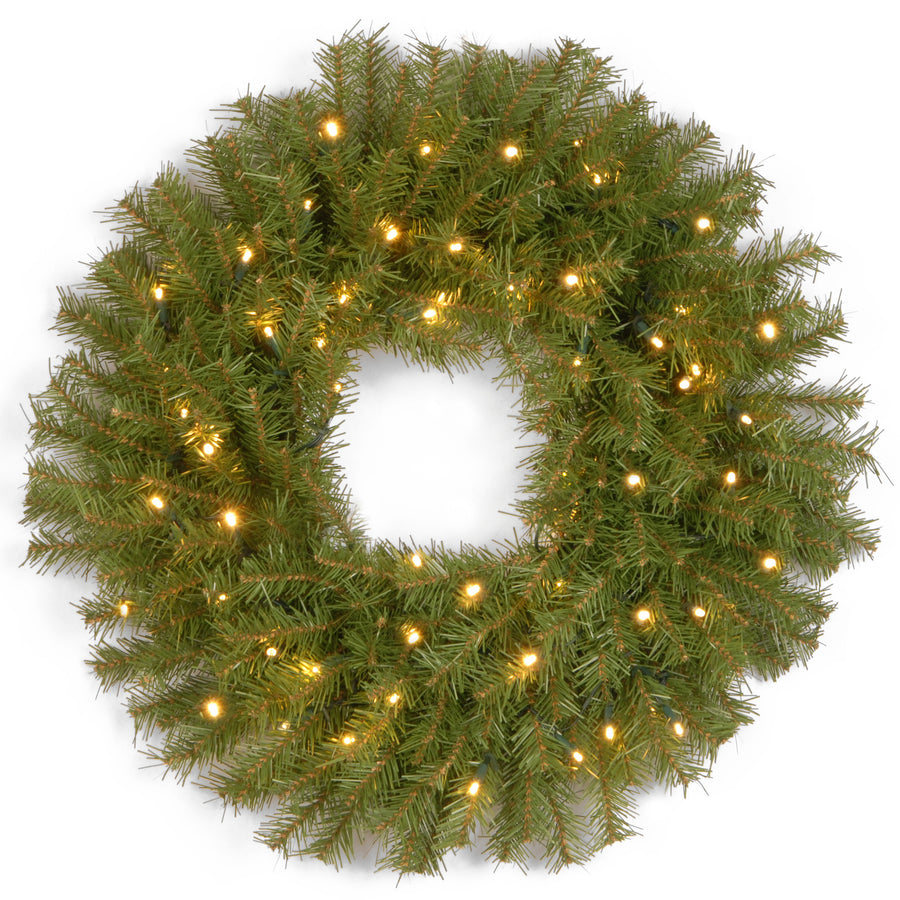 24 in. Pre-Lit Norwood Fir Wreath with Warm White LED Lights