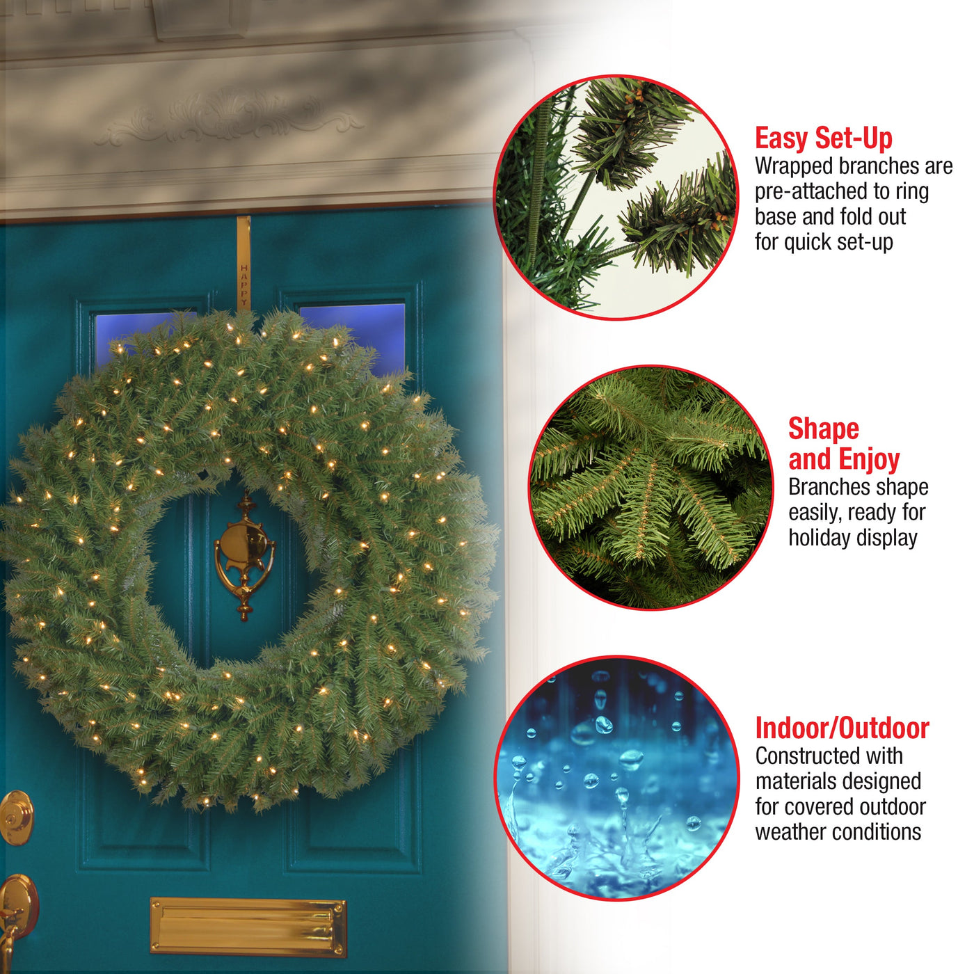 36 in. Pre-Lit Norwood Fir Wreath with Clear Lights