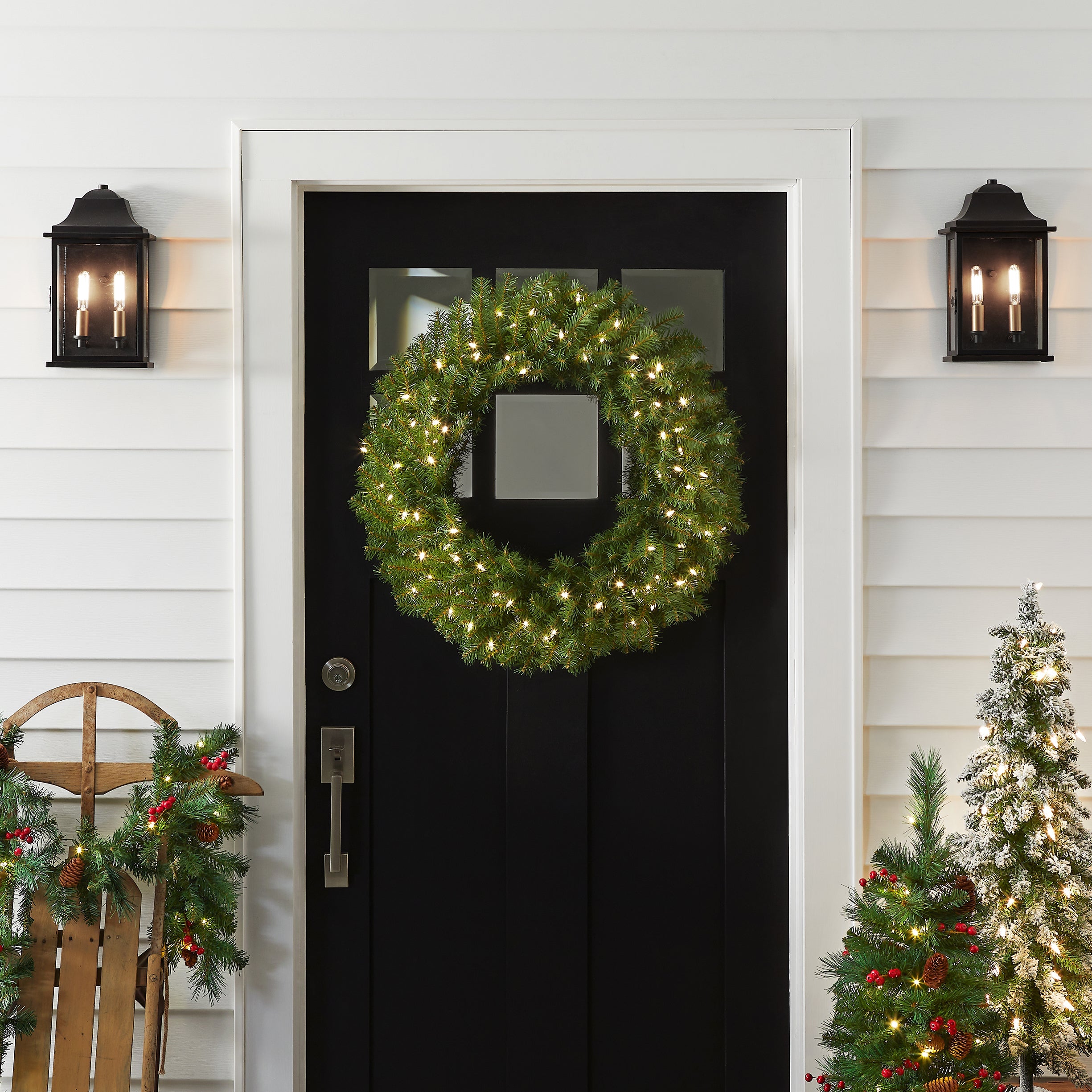30 in. Pre-Lit Norwood Fir Wreath with LED Lights