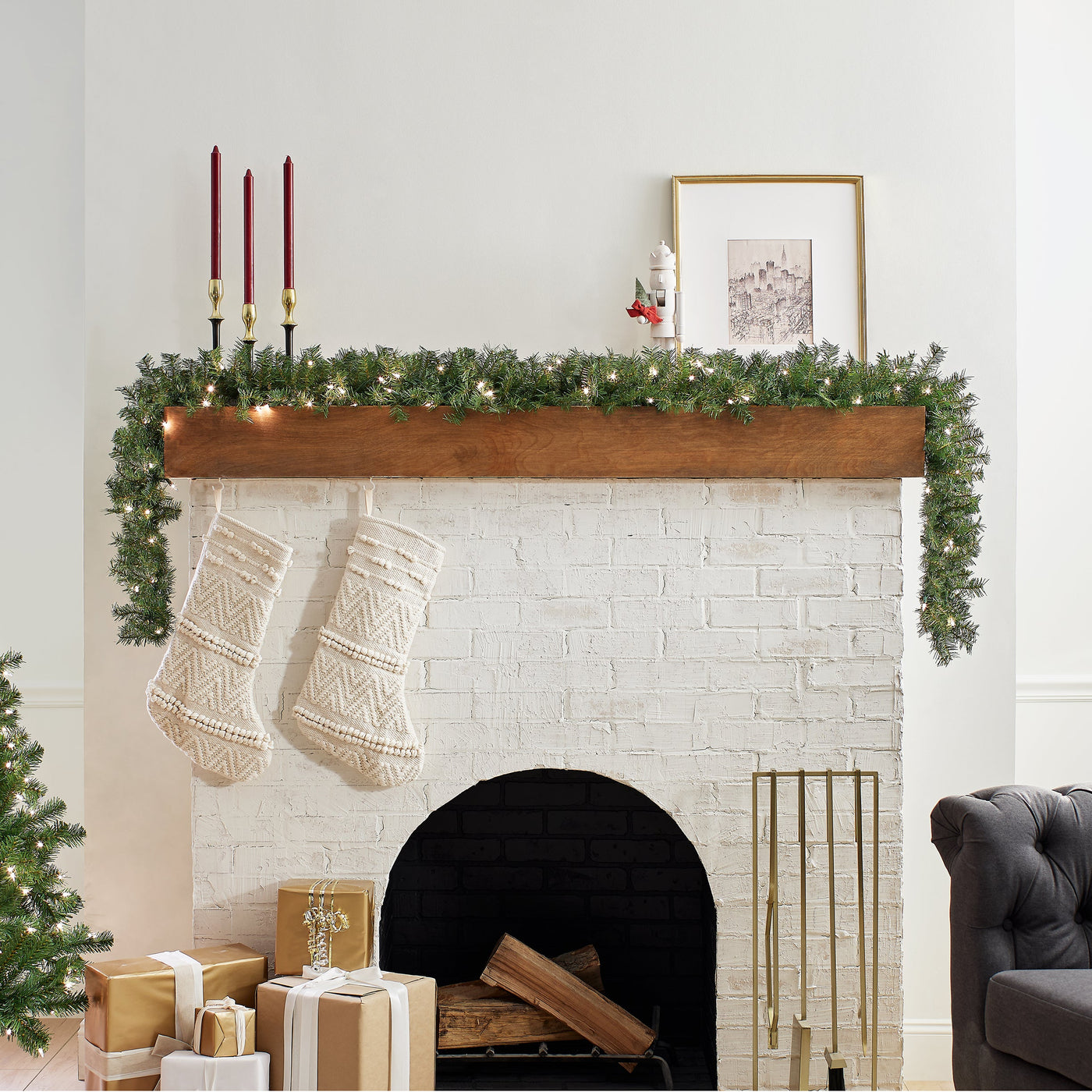 9 ft. Pre-Lit Plug-In Norwood Fir Garland with Clear Lights - 10 in Diameter