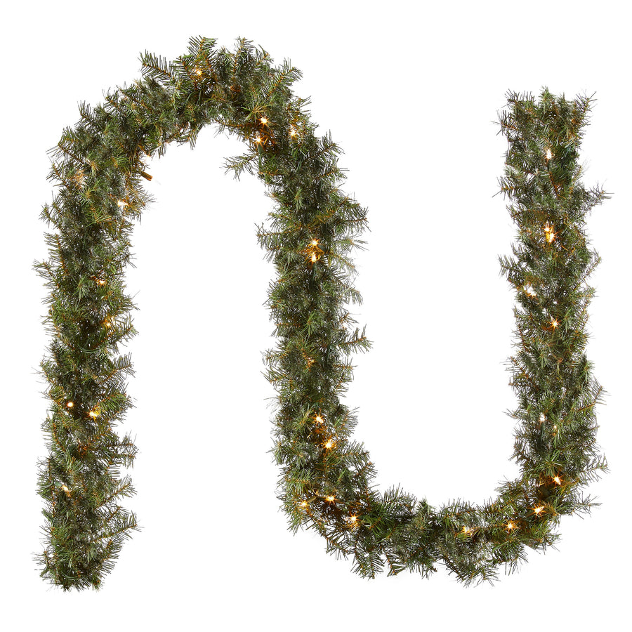 9 ft. Pre-Lit Plug-In Norwood Fir Garland with Clear Lights - 10 in Diameter