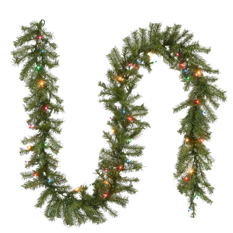 9 ft. Pre-Lit Norwood Fir Garland with Multicolor Lights