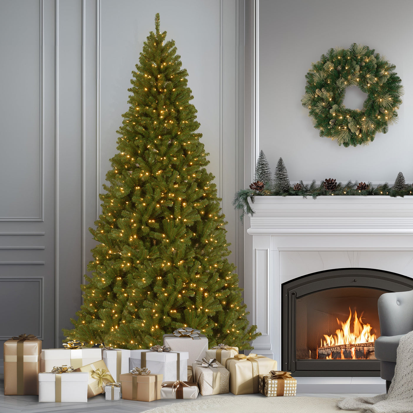10 ft. Pre-Lit North Valley Spruce Tree  with Clear Lights