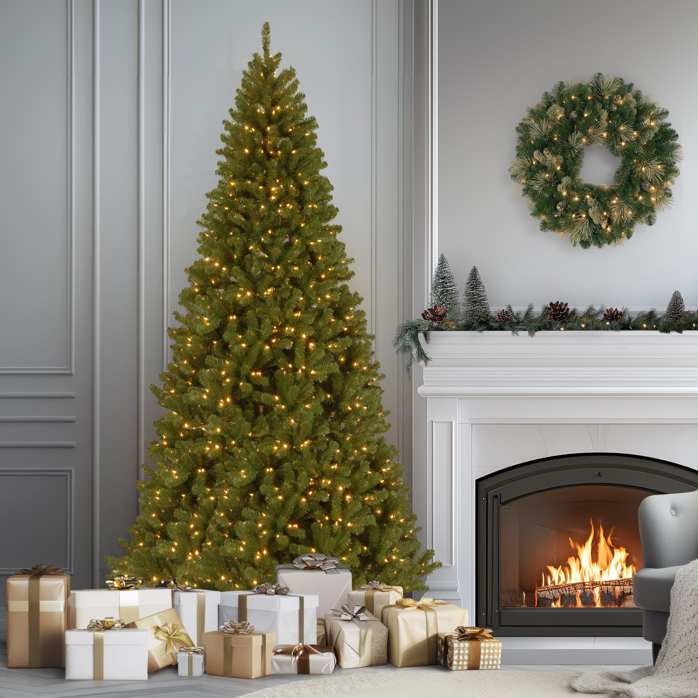 10 ft. Pre-Lit North Valley Spruce Tree  with Clear Lights