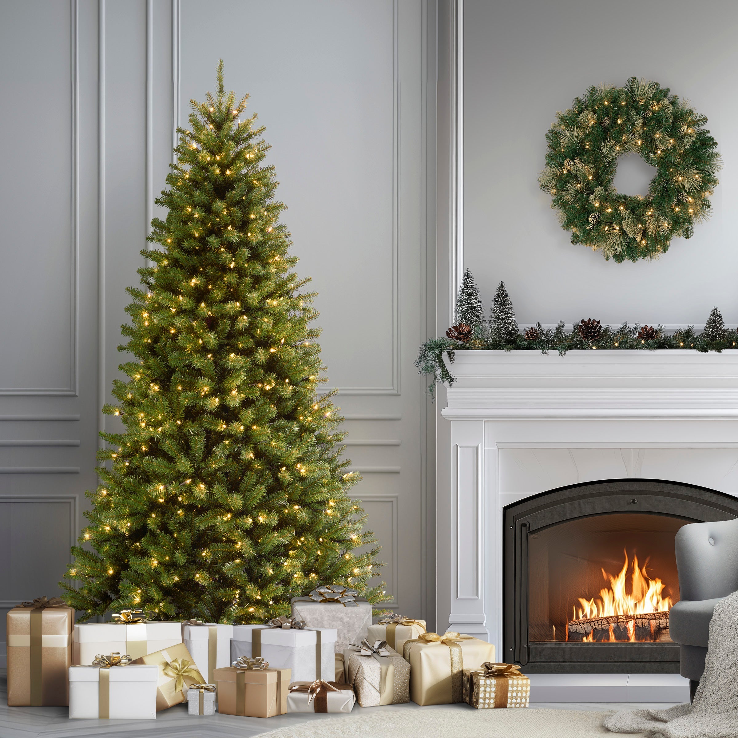 6.5 ft. Pre-Lit North Valley Spruce Tree with Clear Lights