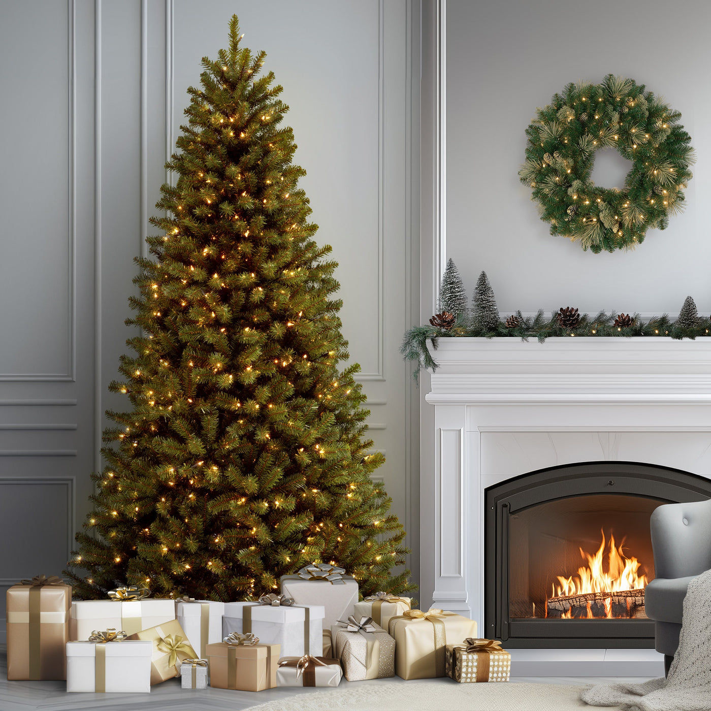 9 ft. Pre-Lit North Valley Spruce Tree with Clear Lights