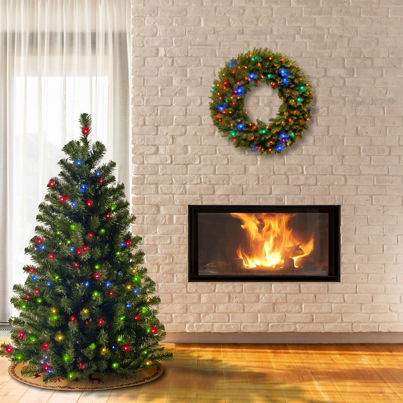 4.5 ft. Pre-Lit North Valley Spruce Tree with Multicolor Lights