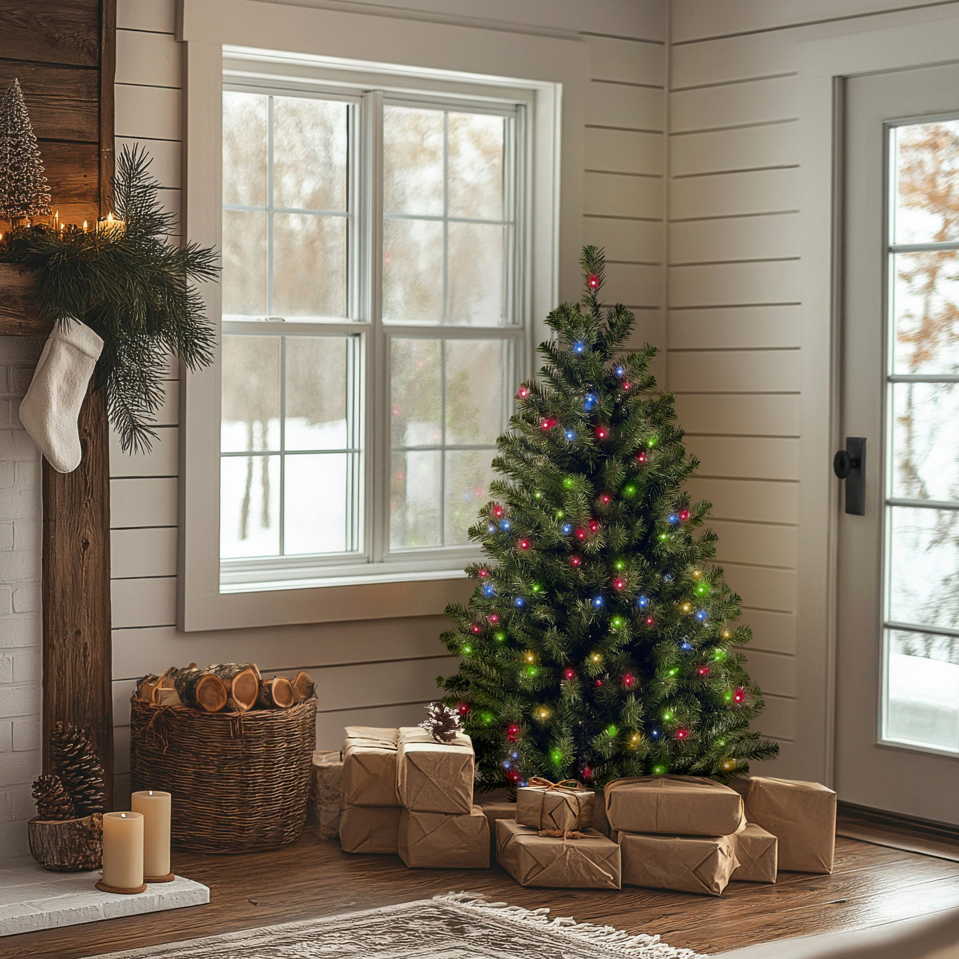 4.5 ft. Pre-Lit North Valley Spruce Tree with Multicolor Lights