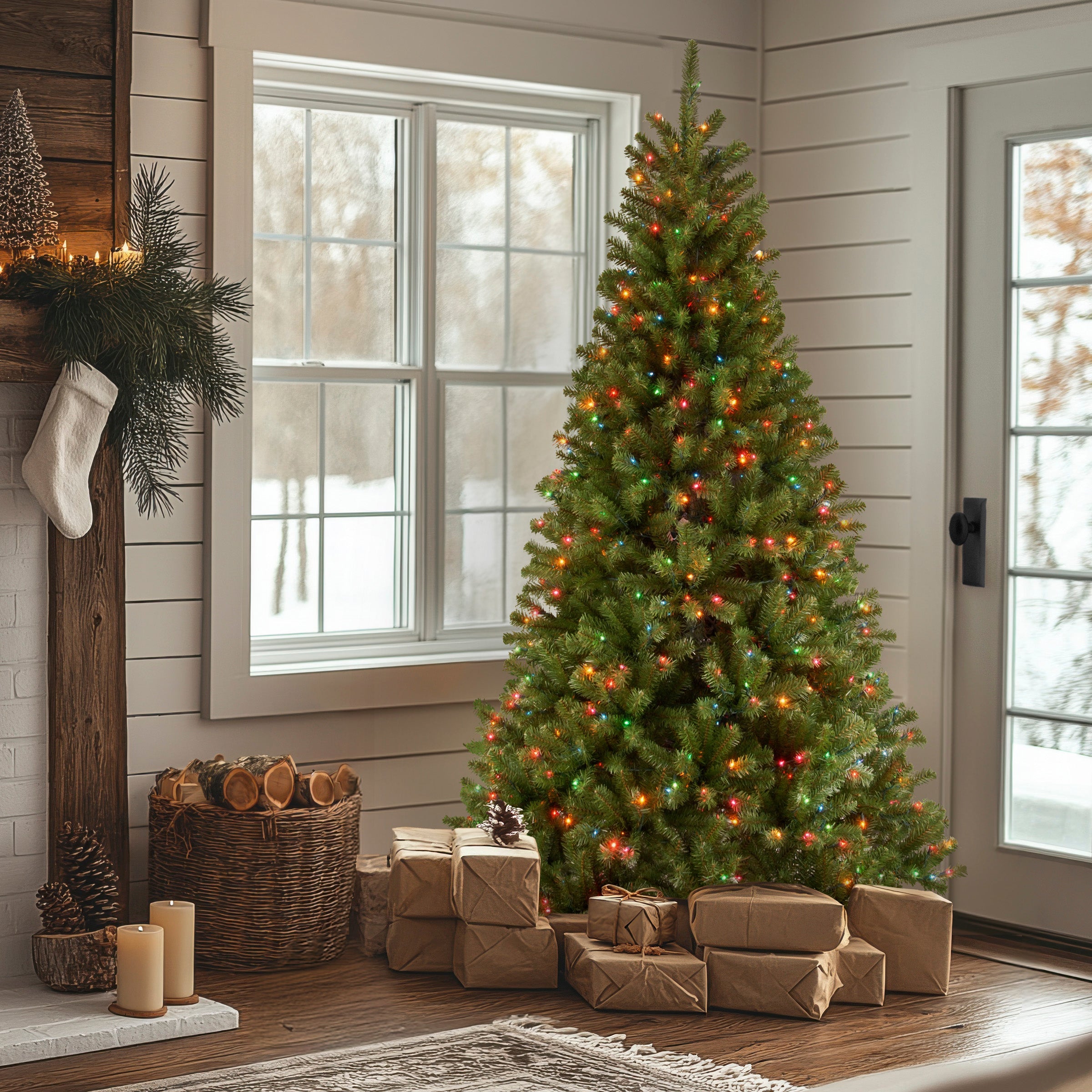 7 ft. Pre-Lit North Valley Spruce Tree with Multicolor Lights