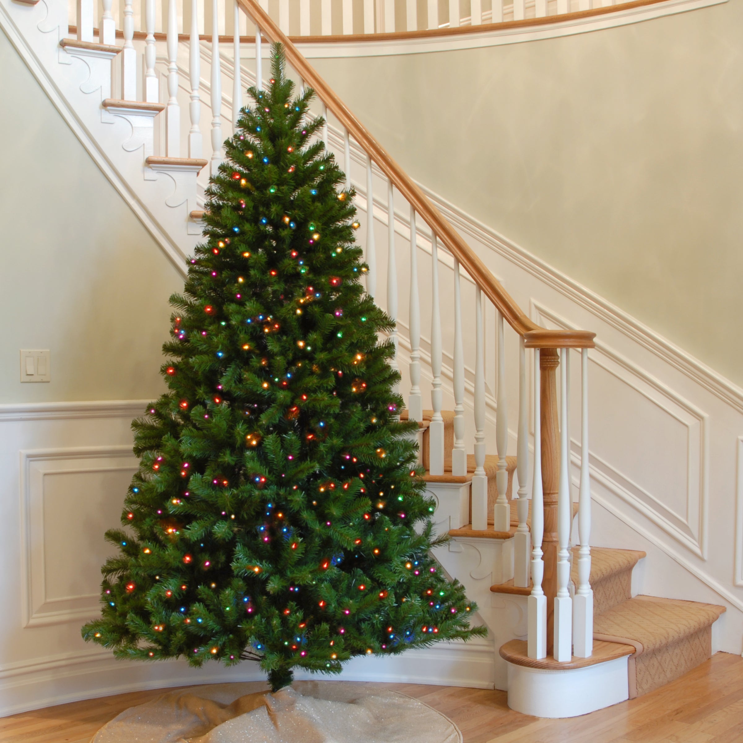 7.5 ft. Pre-Lit North Valley Spruce Slim Tree with Multicolor Lights