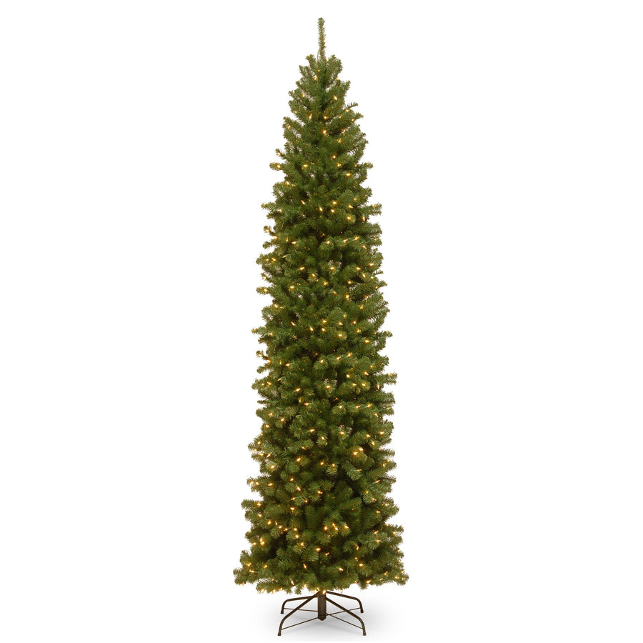 10 ft. Pre-Lit North Valley Spruce Pencil Slim Tree with Clear Lights