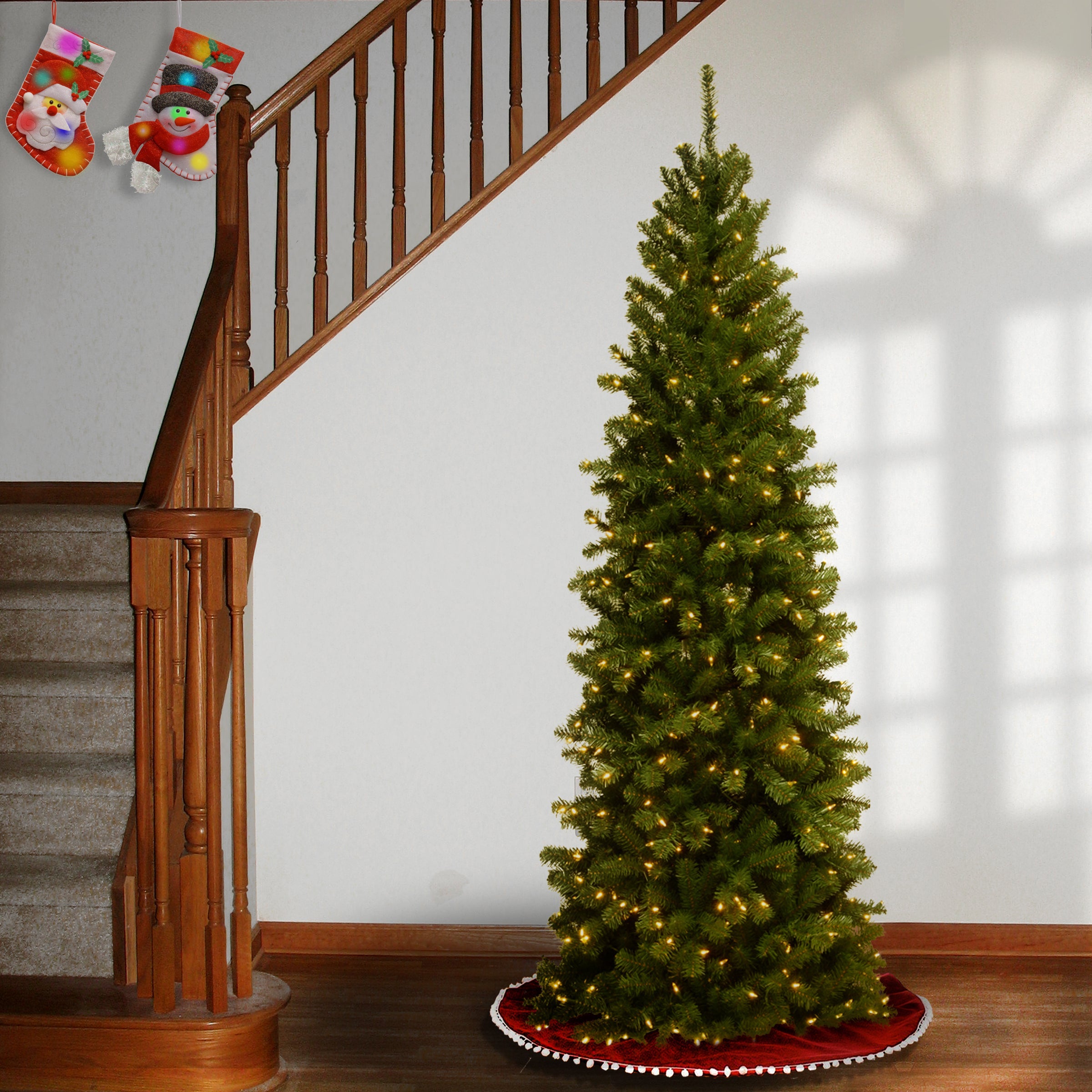 6.5 ft. Pre-Lit North Valley Spruce Pencil Slim Tree with Clear Lights
