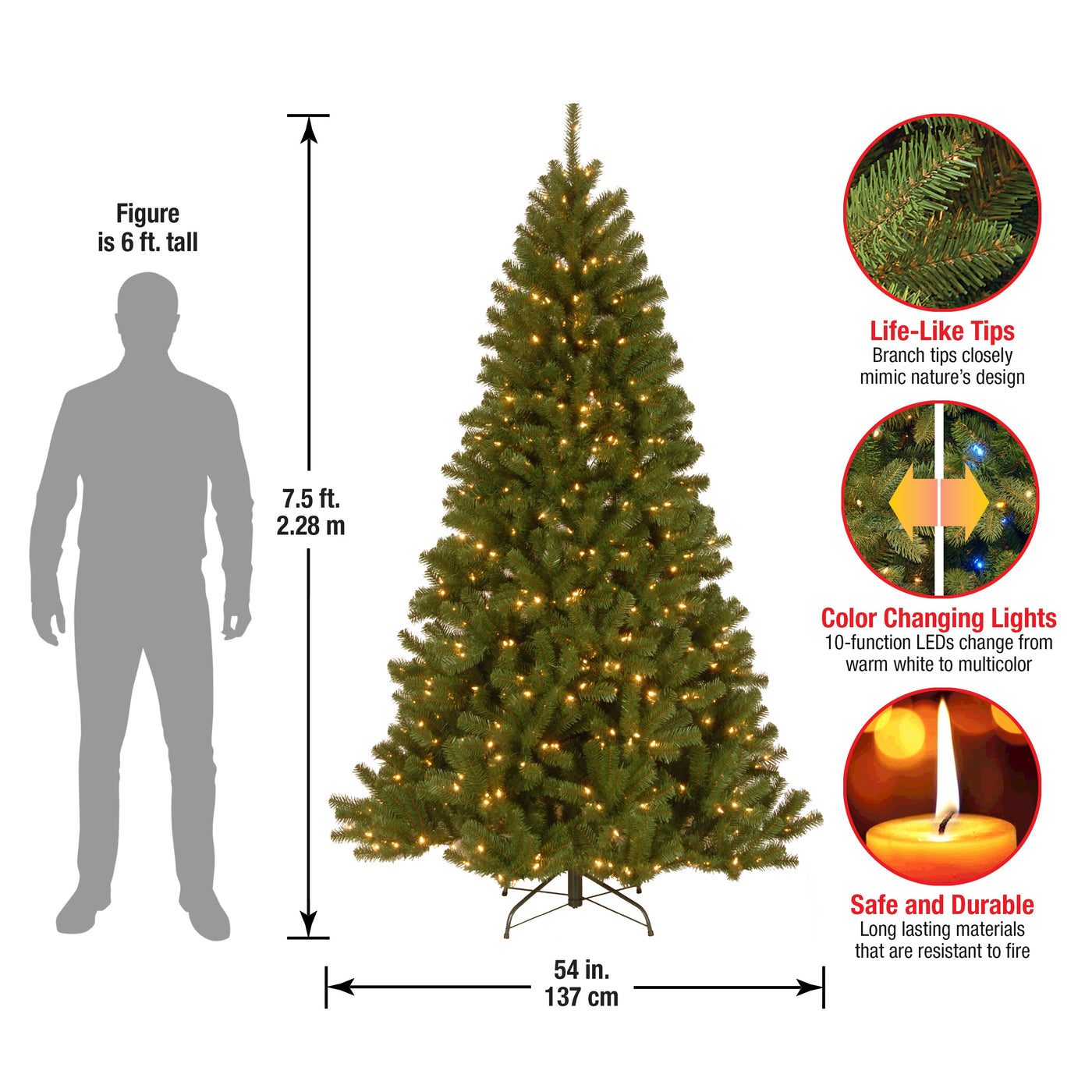 7.5 ft. Pre-Lit North Valley Spruce Tree with PowerConnect Dual Color LED Lights