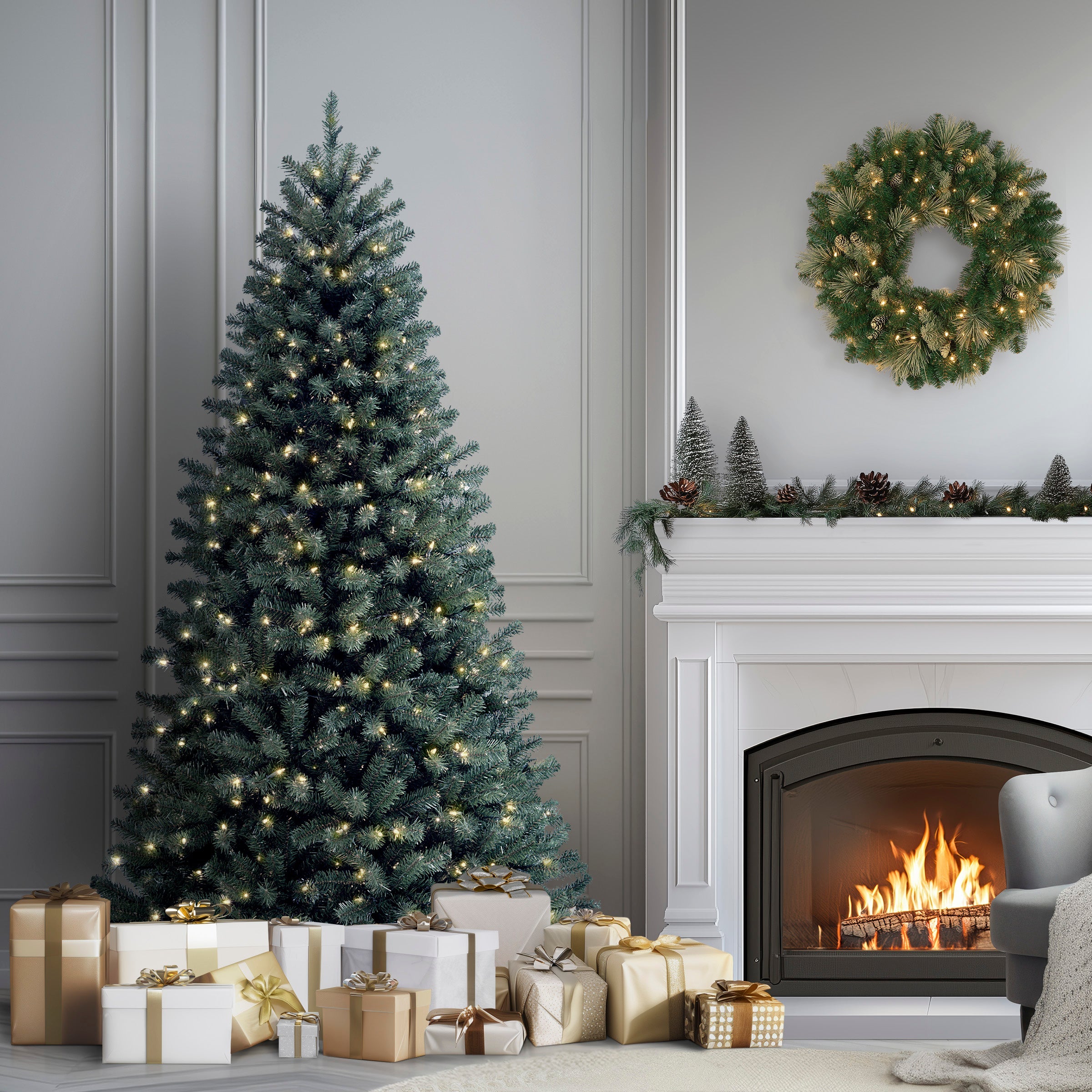 6.5 ft. Pre-Lit North Valley Spruce Blue Tree with Clear Lights
