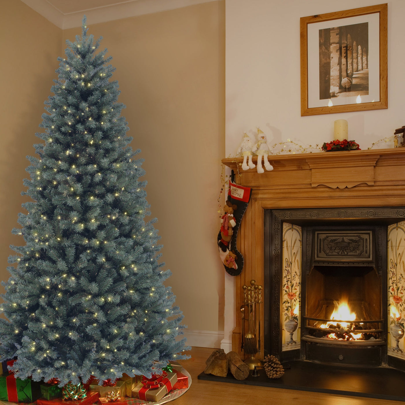 7.5 ft. Pre-Lit North Valley Spruce Blue Tree with Clear Lights