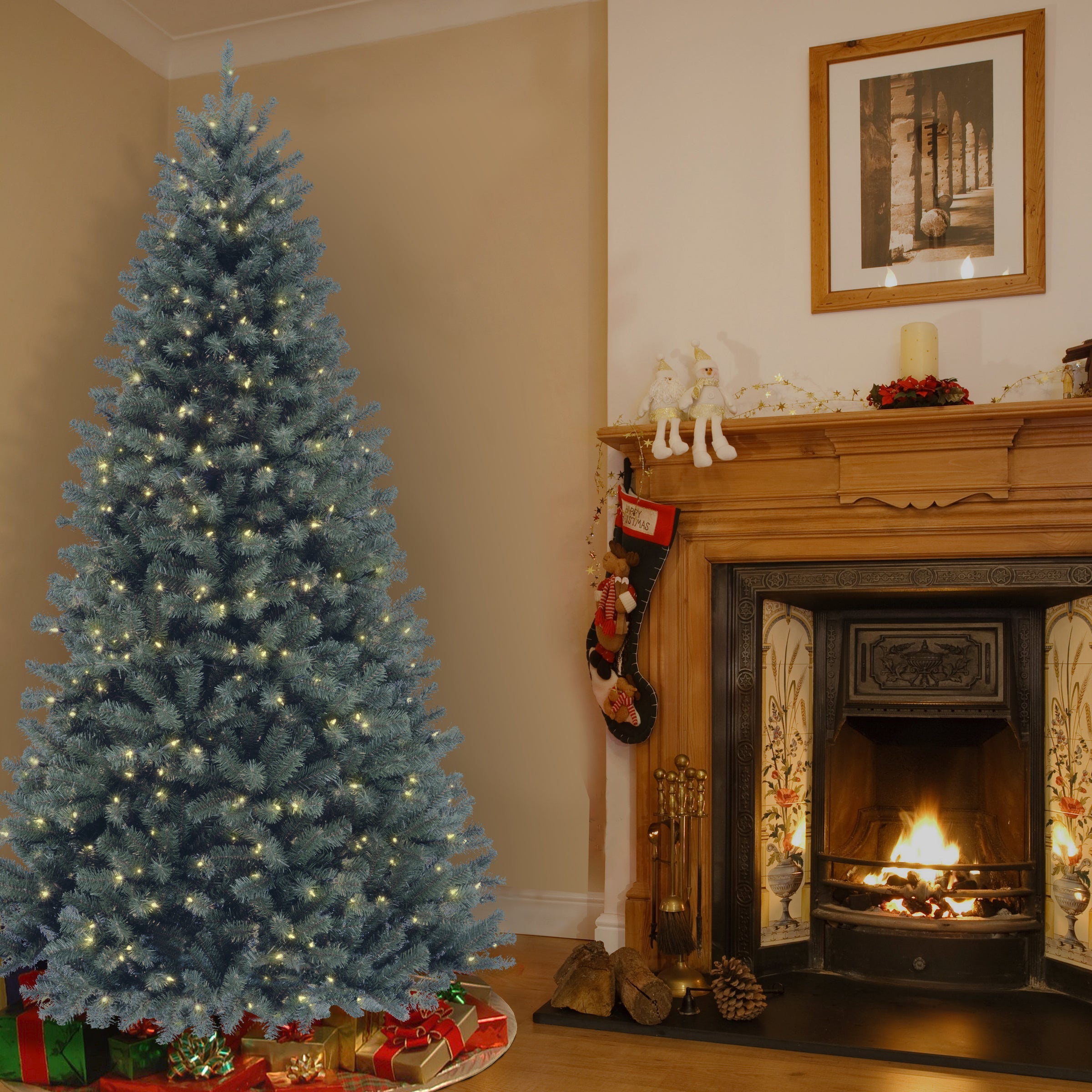 7.5 ft. Pre-Lit North Valley Spruce Blue Tree with Clear Lights