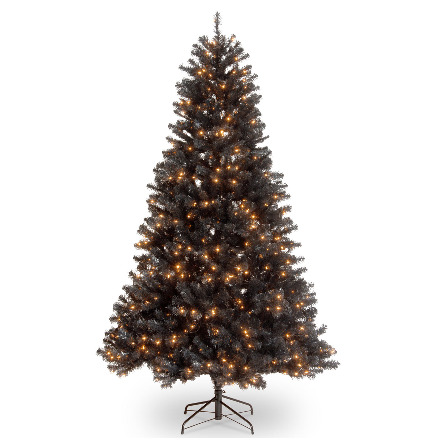 6. ft. Halloween Pre-Lit North Valley Spruce Full Black Tree with White Lights