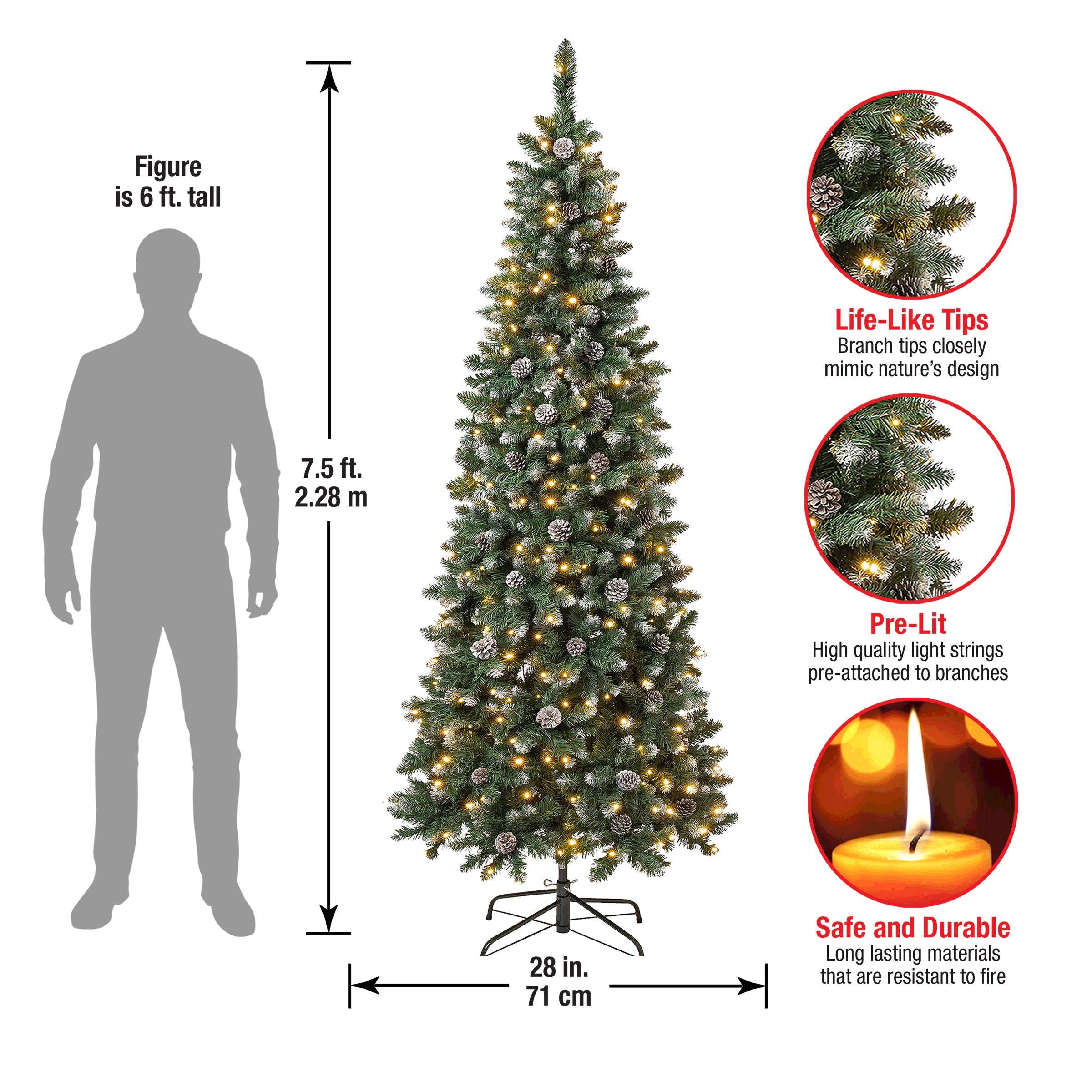 7.5 ft. Pre-Lit Oakley Hills Slim Tree with LED Lights