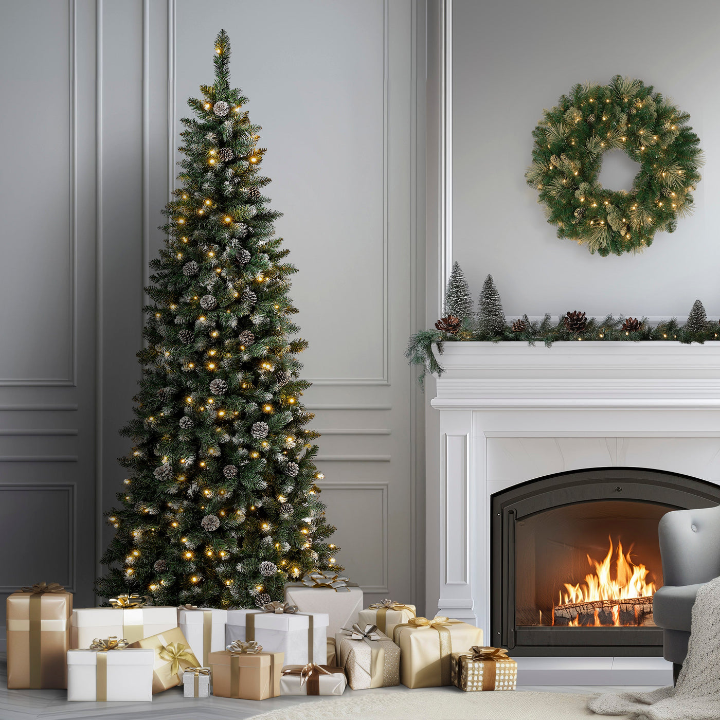 7.5 ft. Pre-Lit Oakley Hills Slim Tree with LED Lights