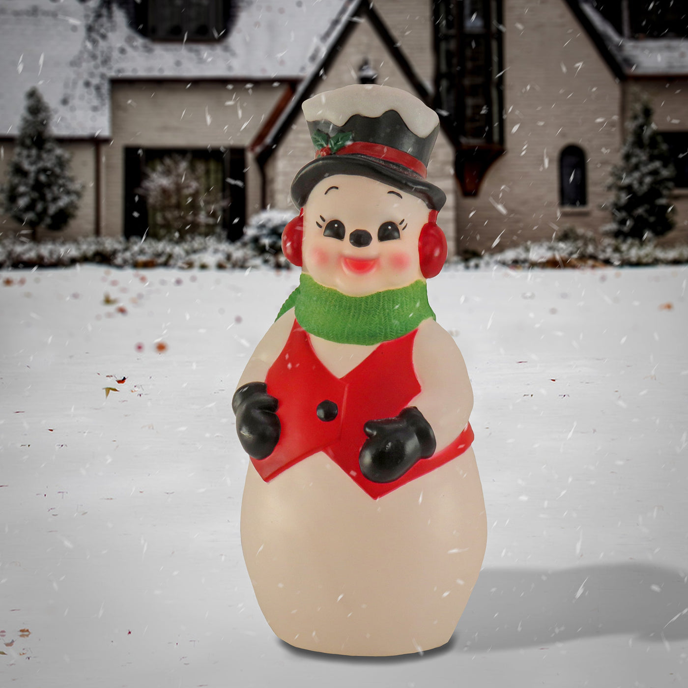 24 in. Pre Lit Classic Snowman Decoration with Warm White LED Lights