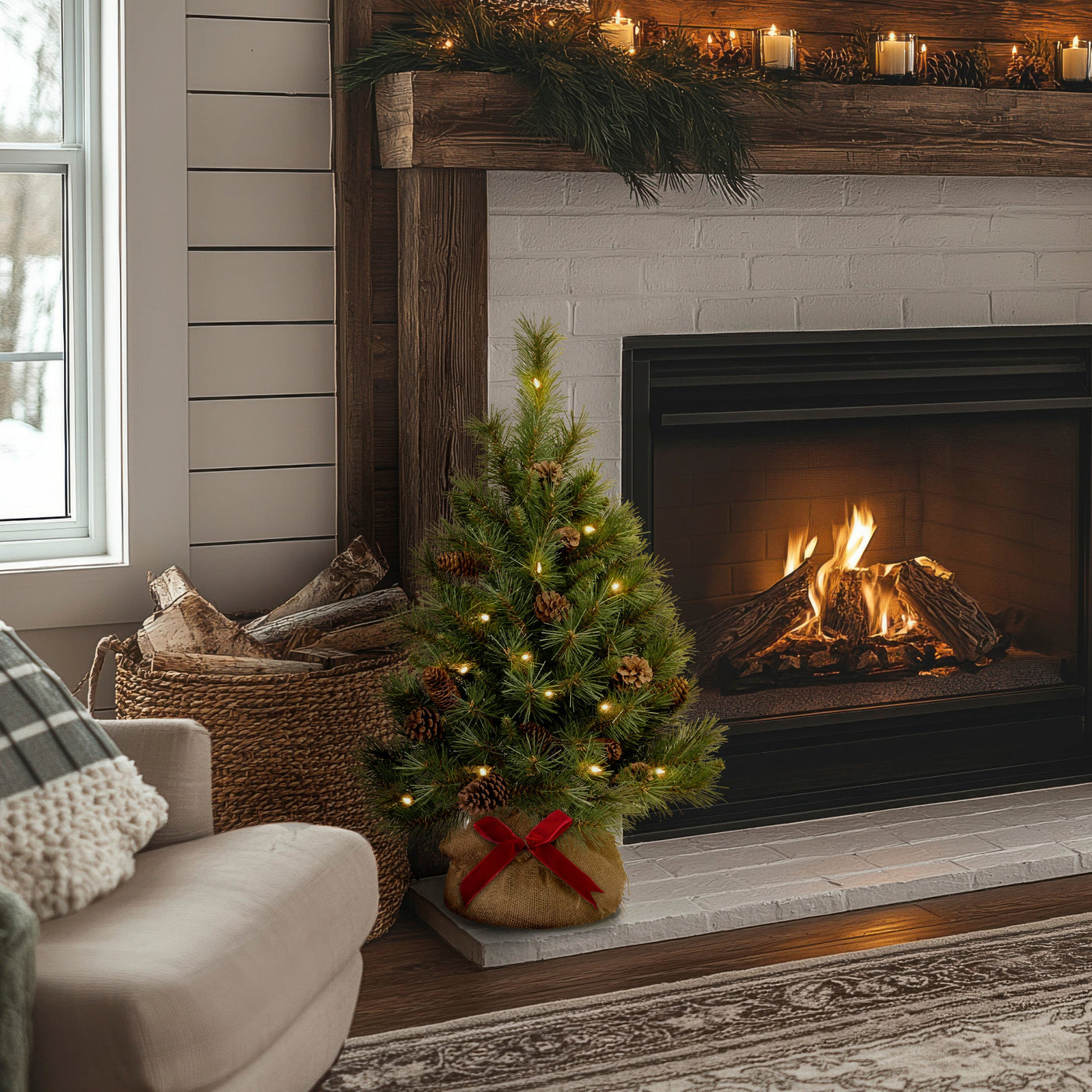 3 ft.Pre-Lit Pine Cone Tree with LED Lights