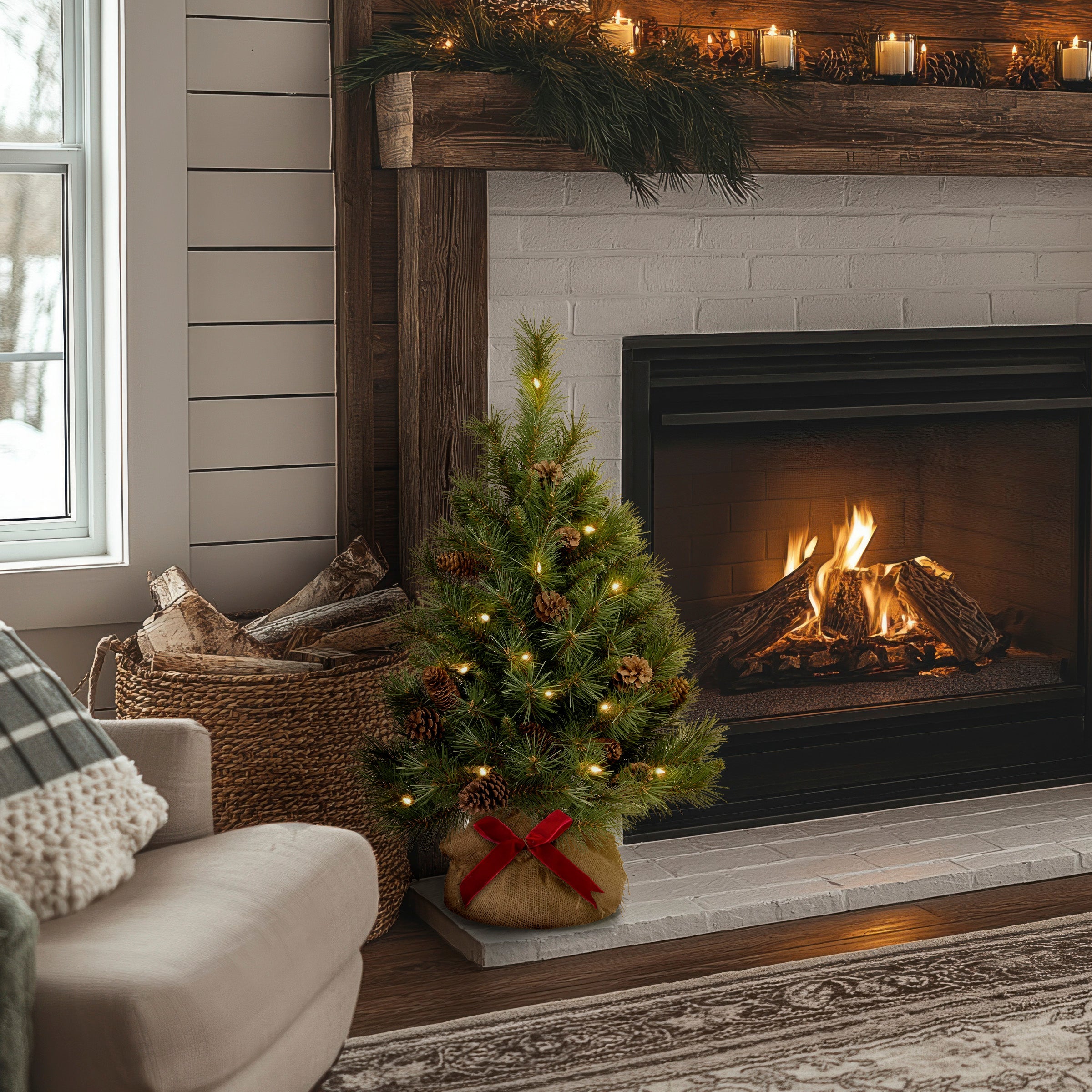 3 ft.Pre-Lit Pine Cone Tree with LED Lights
