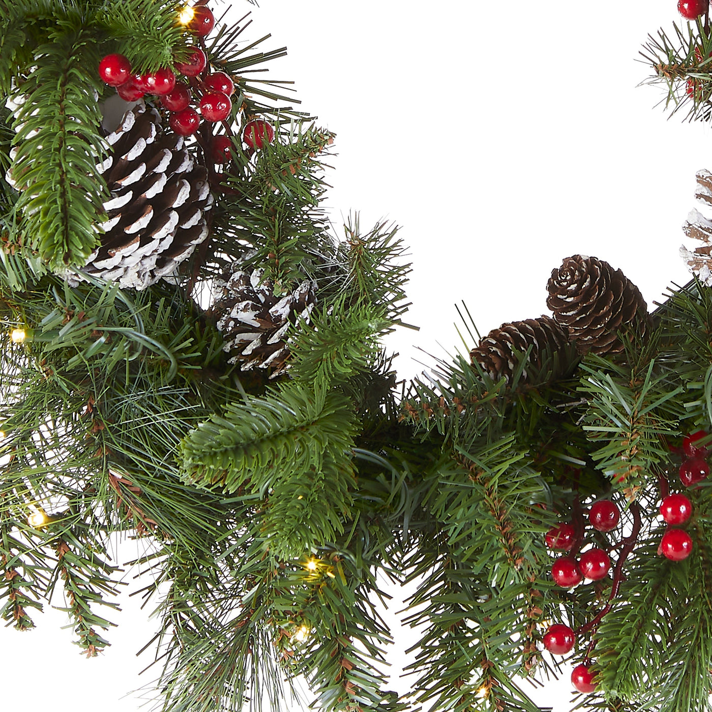 24 in. Pre-Lit Bristle Berry Wreath with LED Lights