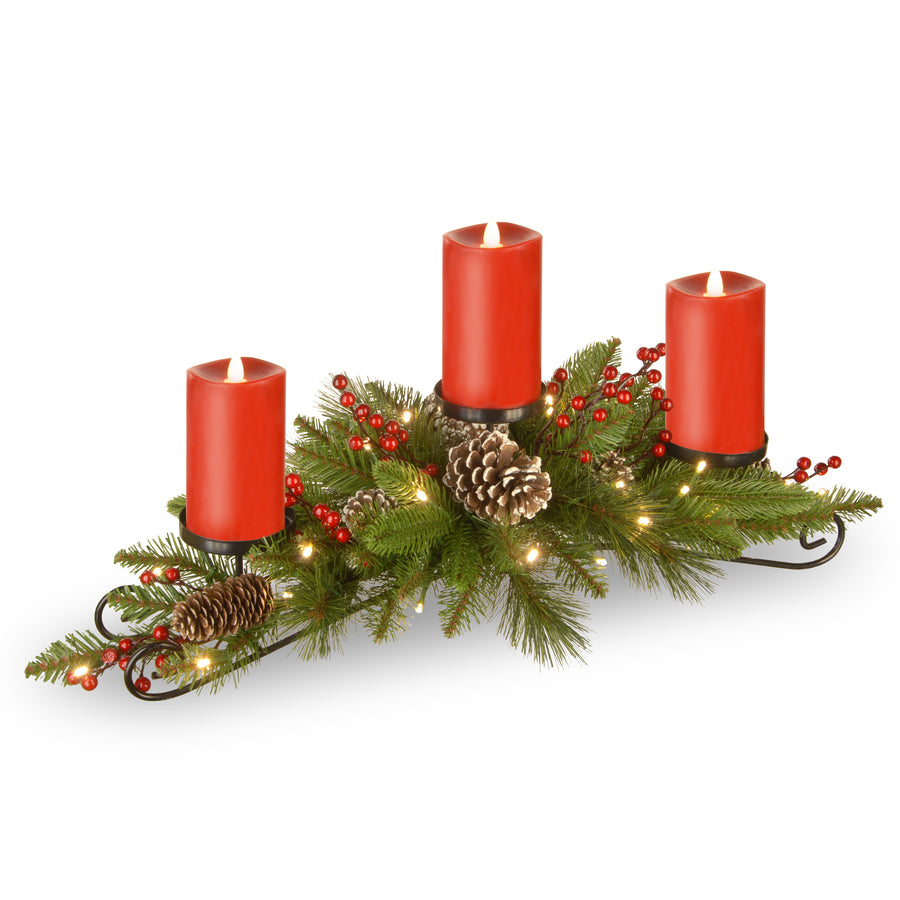 30 in. Bristle Berry Centerpiece with Three Candles