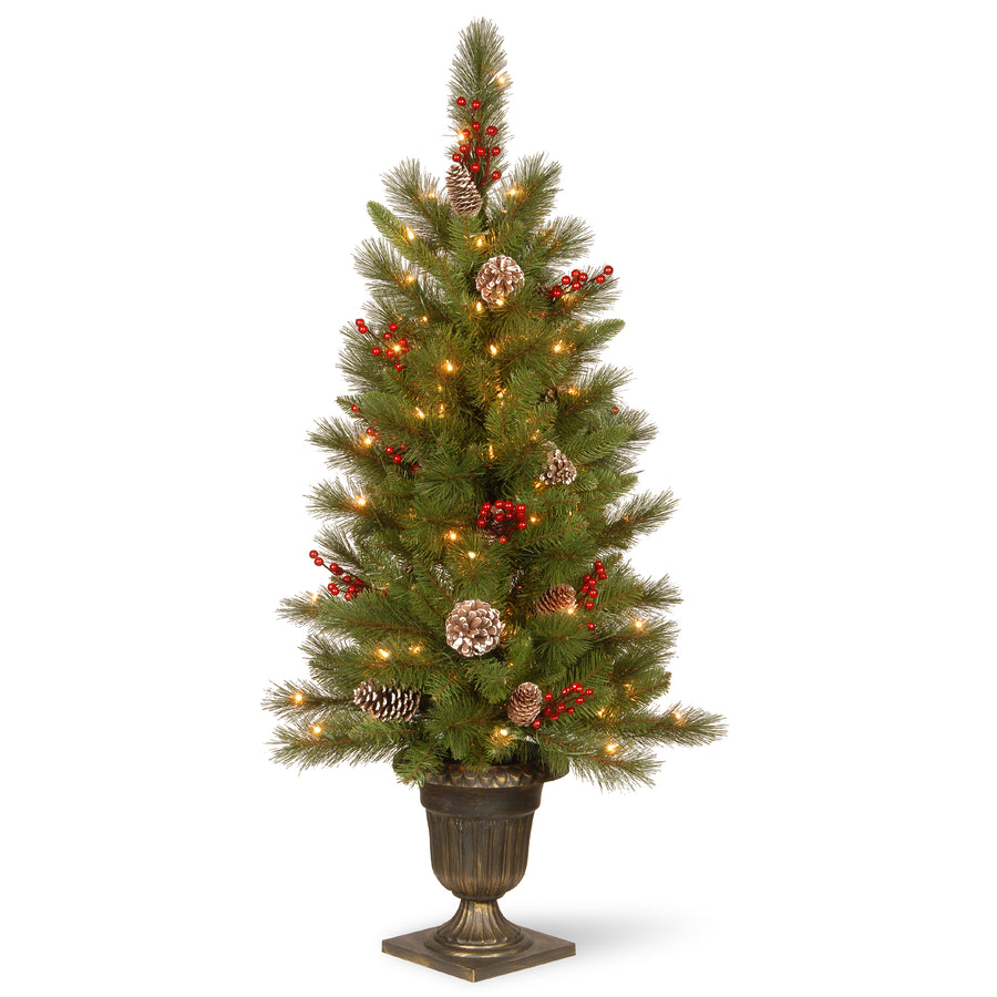 4 ft. Pre-Lit Bristle Berry Tree with Clear Lights