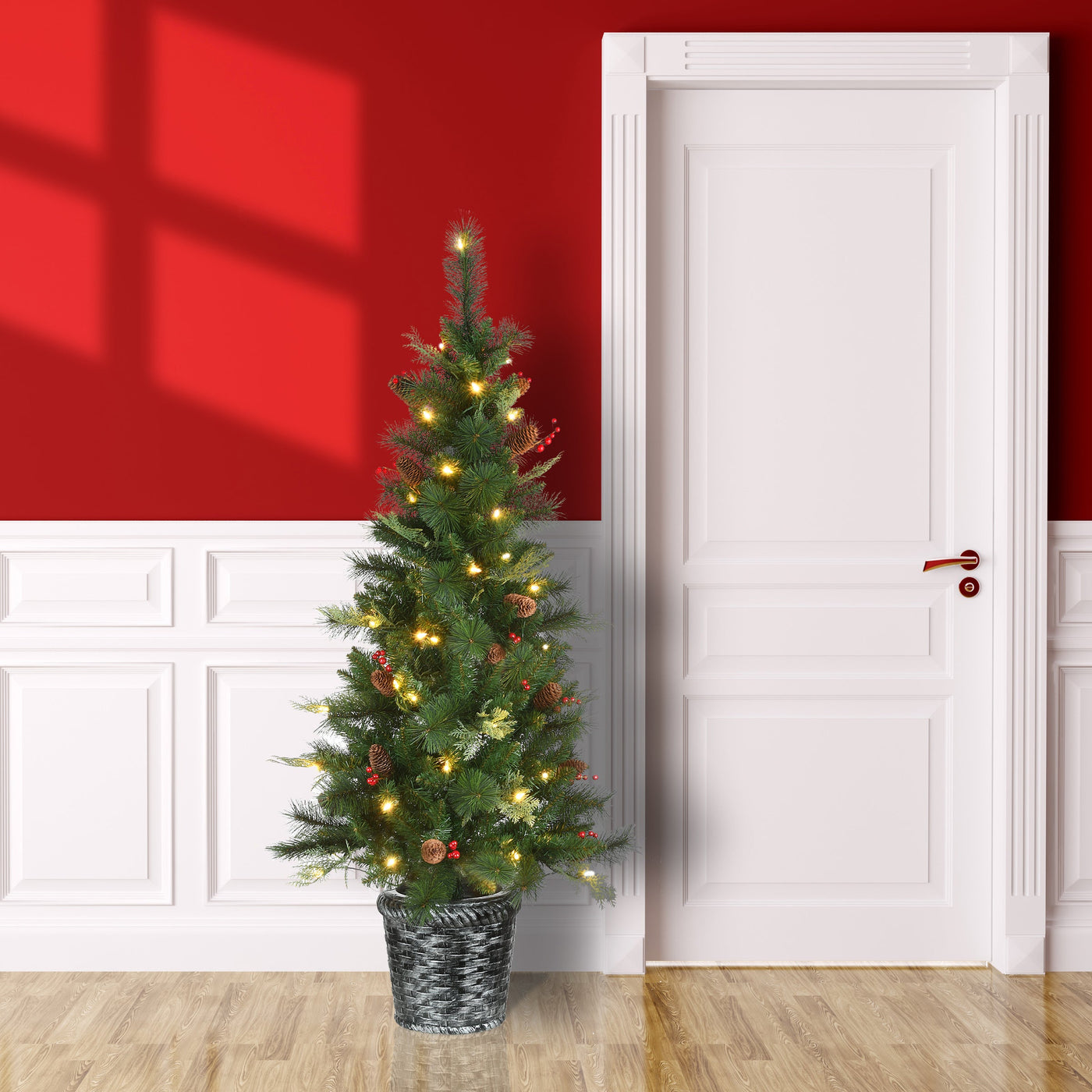 5 ft. Pre-Lit Buzzard Pine Slim Tree with LED Lights