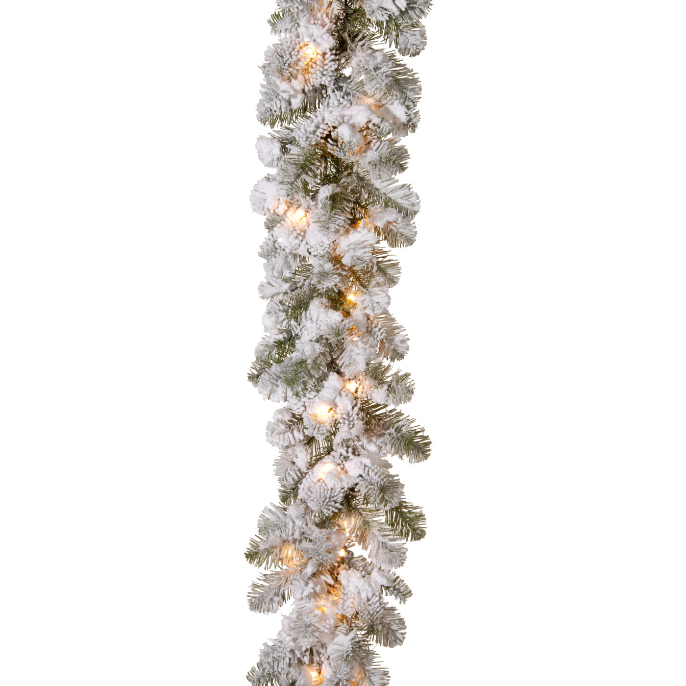 9 ft. Pre-Lit Snowy Camden Garland with Clear Lights