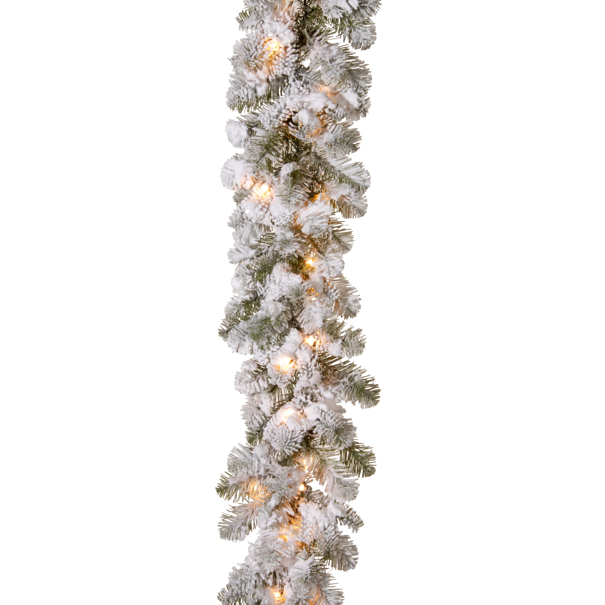 9 ft. Pre-Lit Snowy Camden Garland with Clear Lights