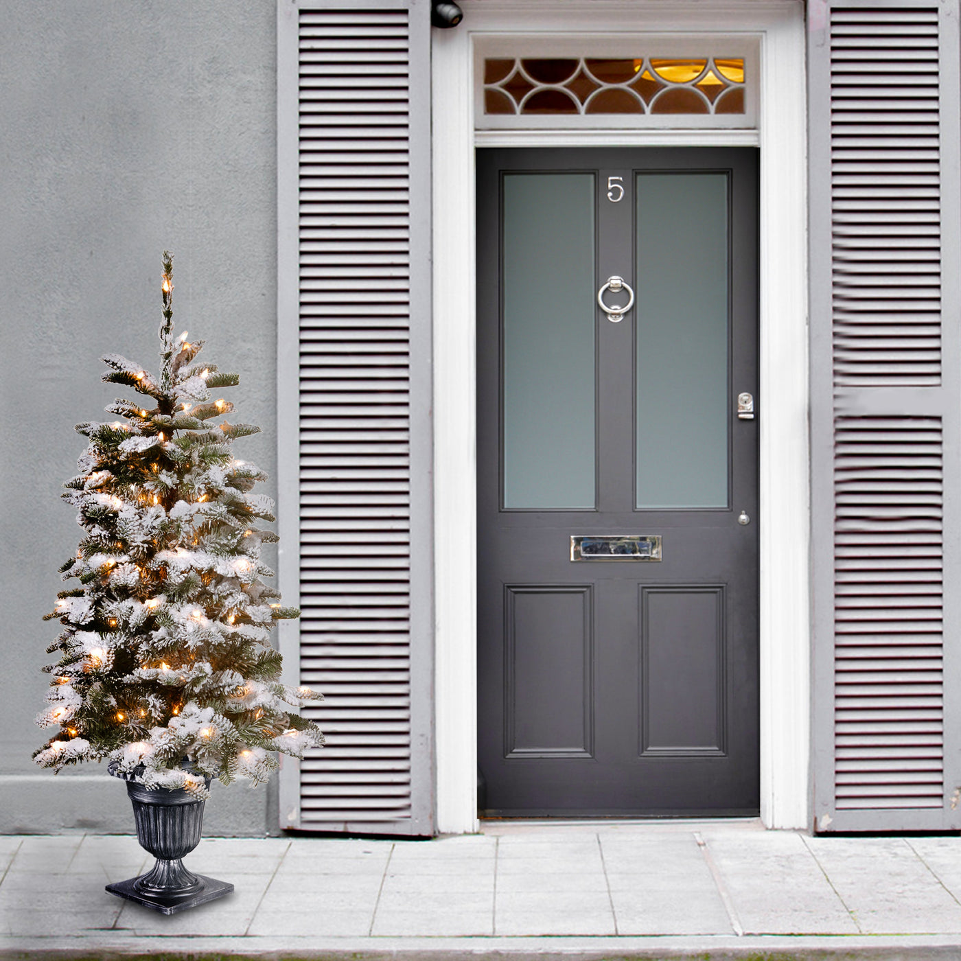 4 ft. Pre-Lit Snowy Camden Tree with Clear Lights