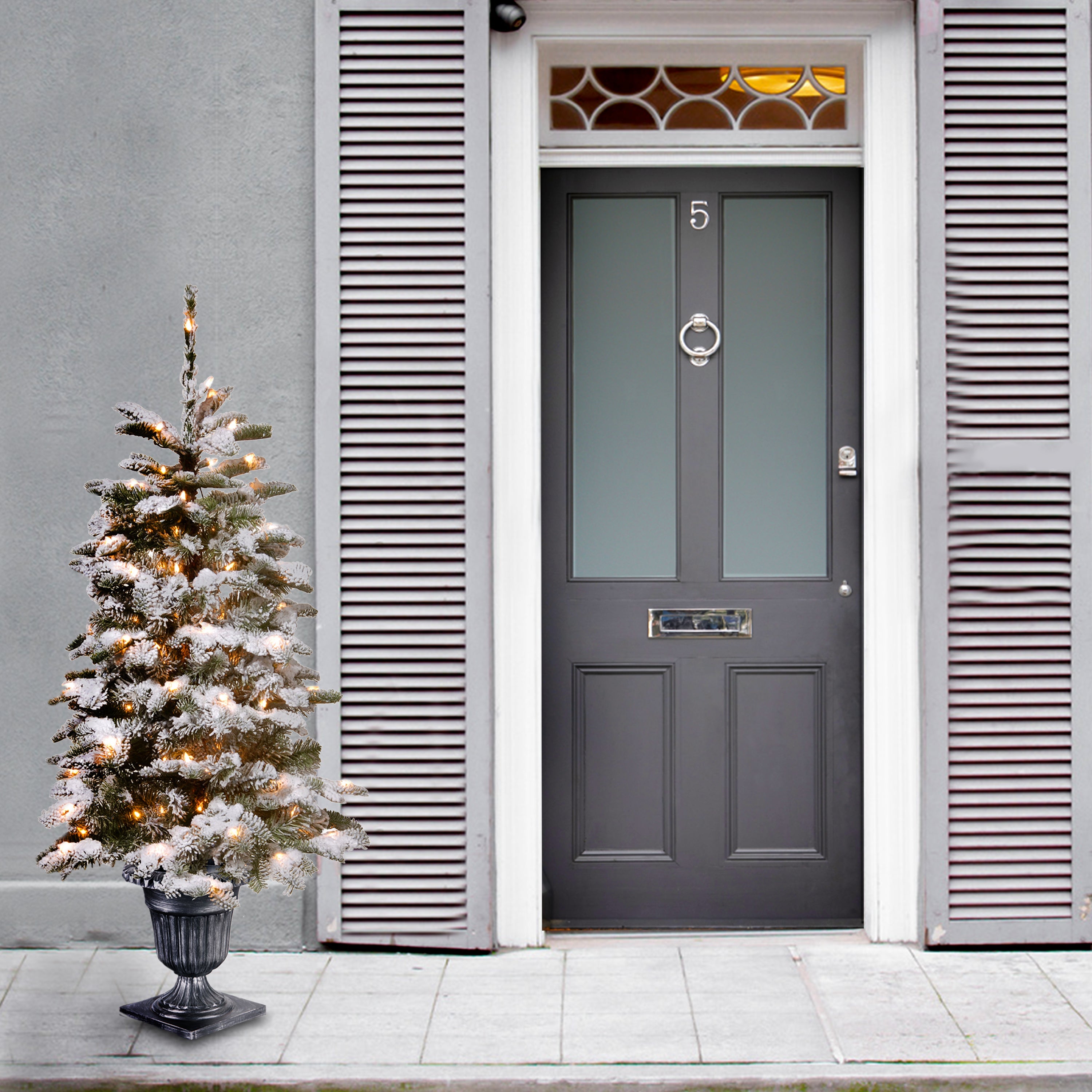 4 ft. Pre-Lit Snowy Camden Tree with Clear Lights