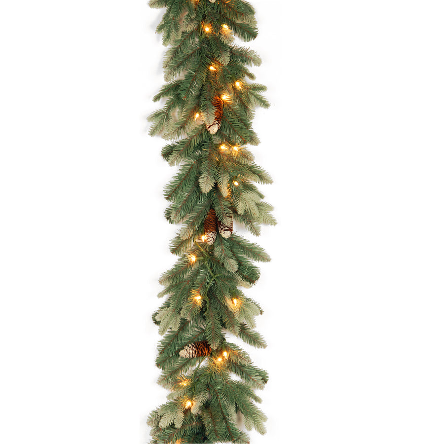 9 ft. Pre-Lit Copenhagen Spruce Garland with Clear Lights, Plug-In