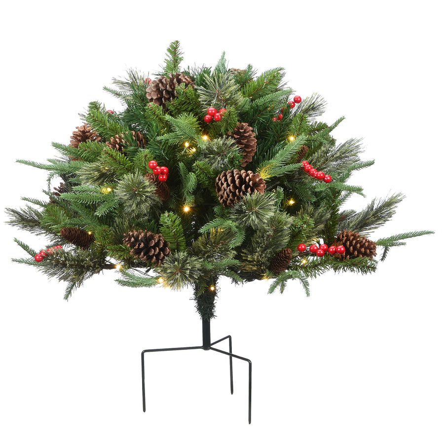 22 in. Pre-Lit Colonial Urn Filler with LED Lights