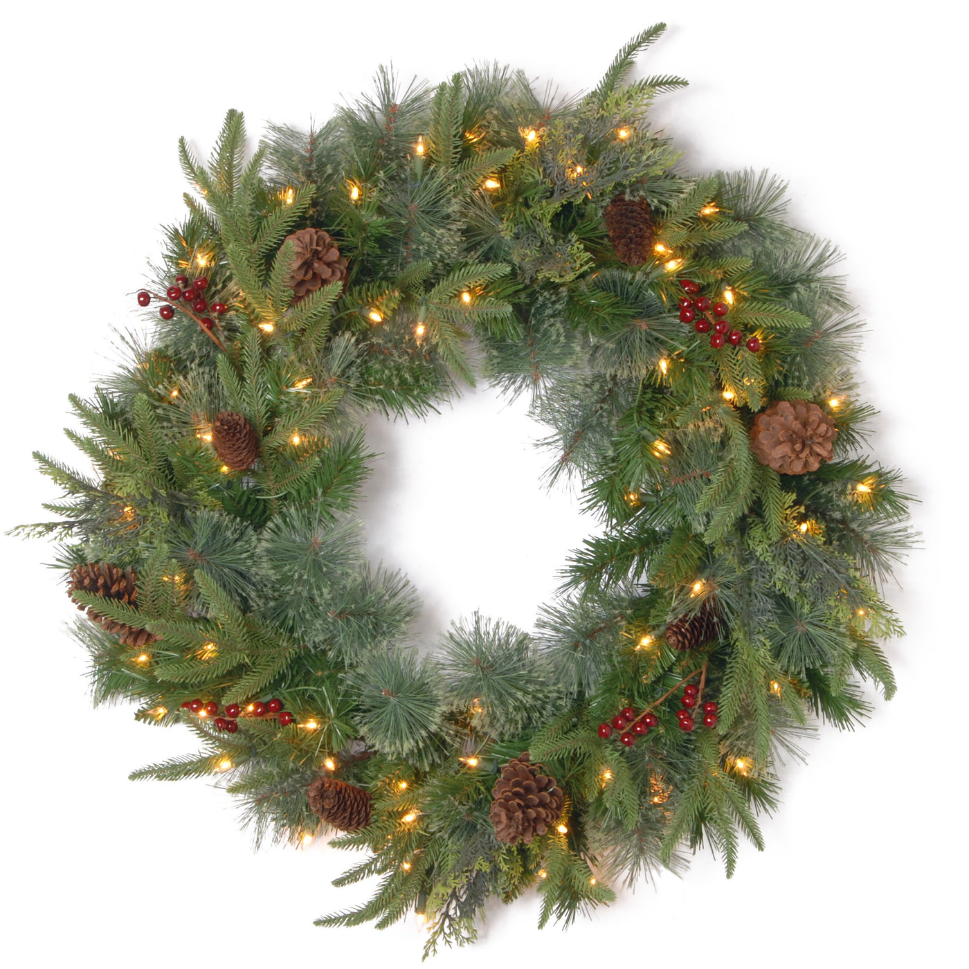 30 in. Pre-Lit Colonial Fir Wreath with Clear Lights