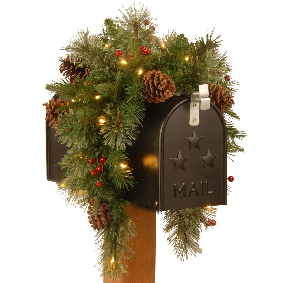36 in. Pre-Lit Colonial Fir Mailbox Swag with LED Lights