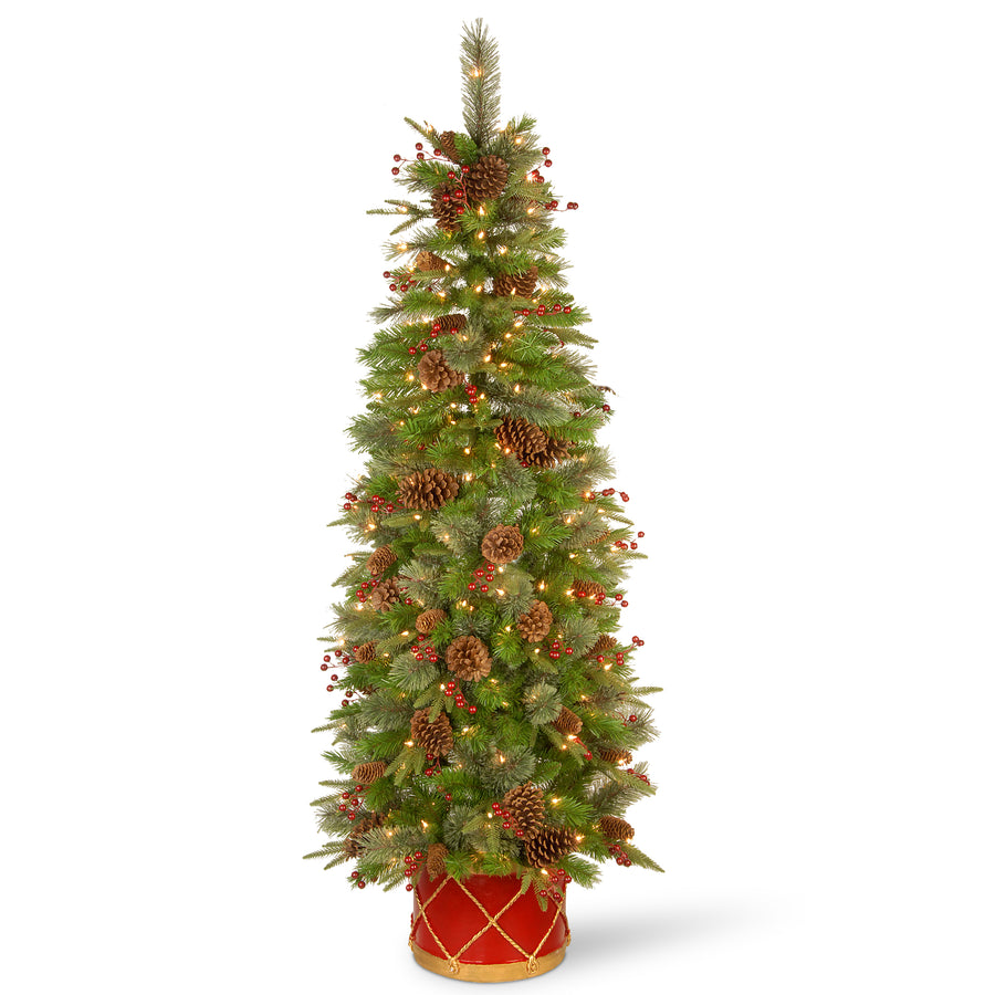 6 ft. Pre-Lit Colonial Collection Slim Tree with Clear Lights