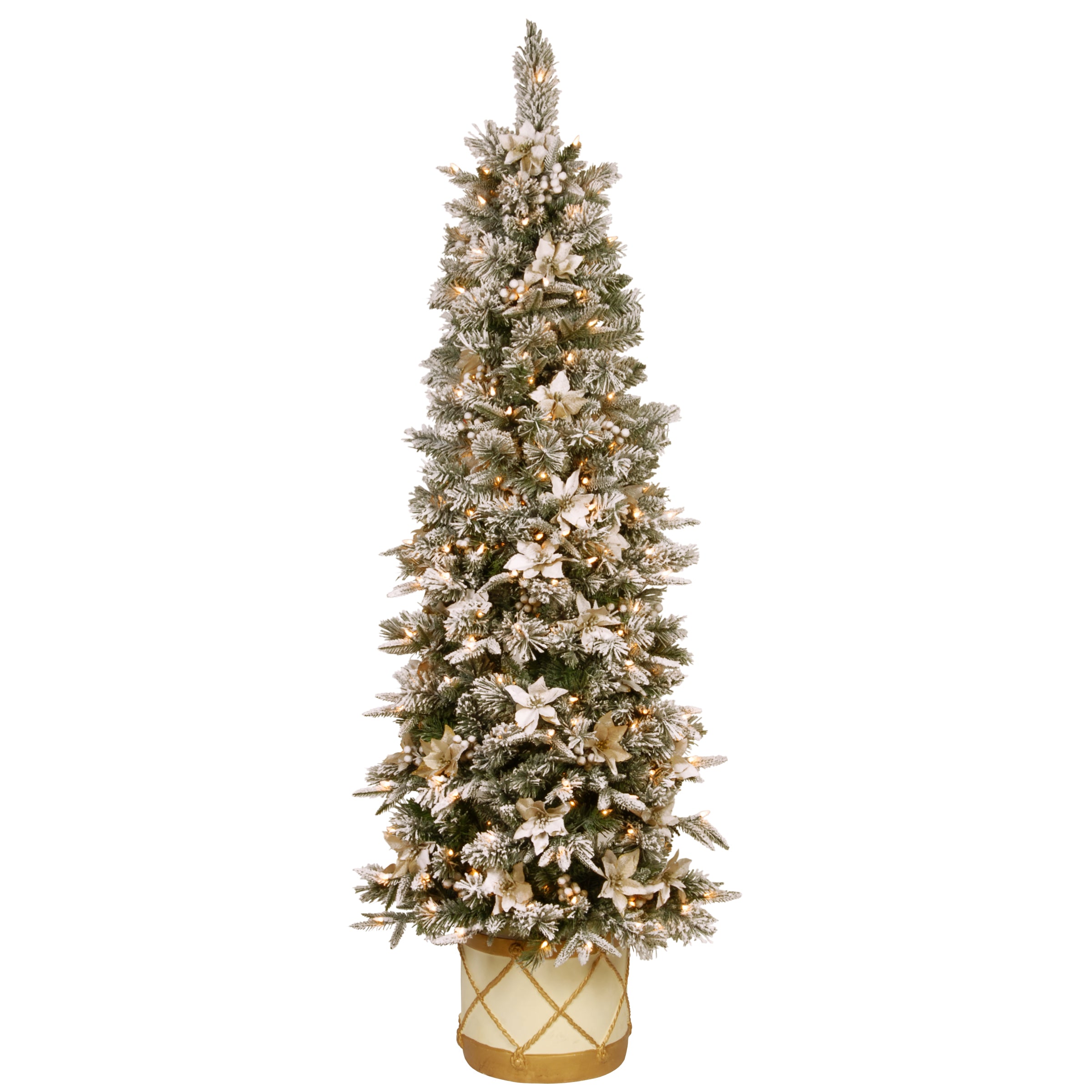 6 ft. Pre-Lit Frosted Colonial Slim Half Tree with Clear Lights