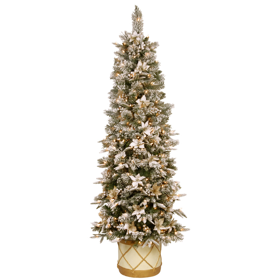 6 ft. Pre-Lit Frosted Colonial Slim Half Tree with Clear Lights