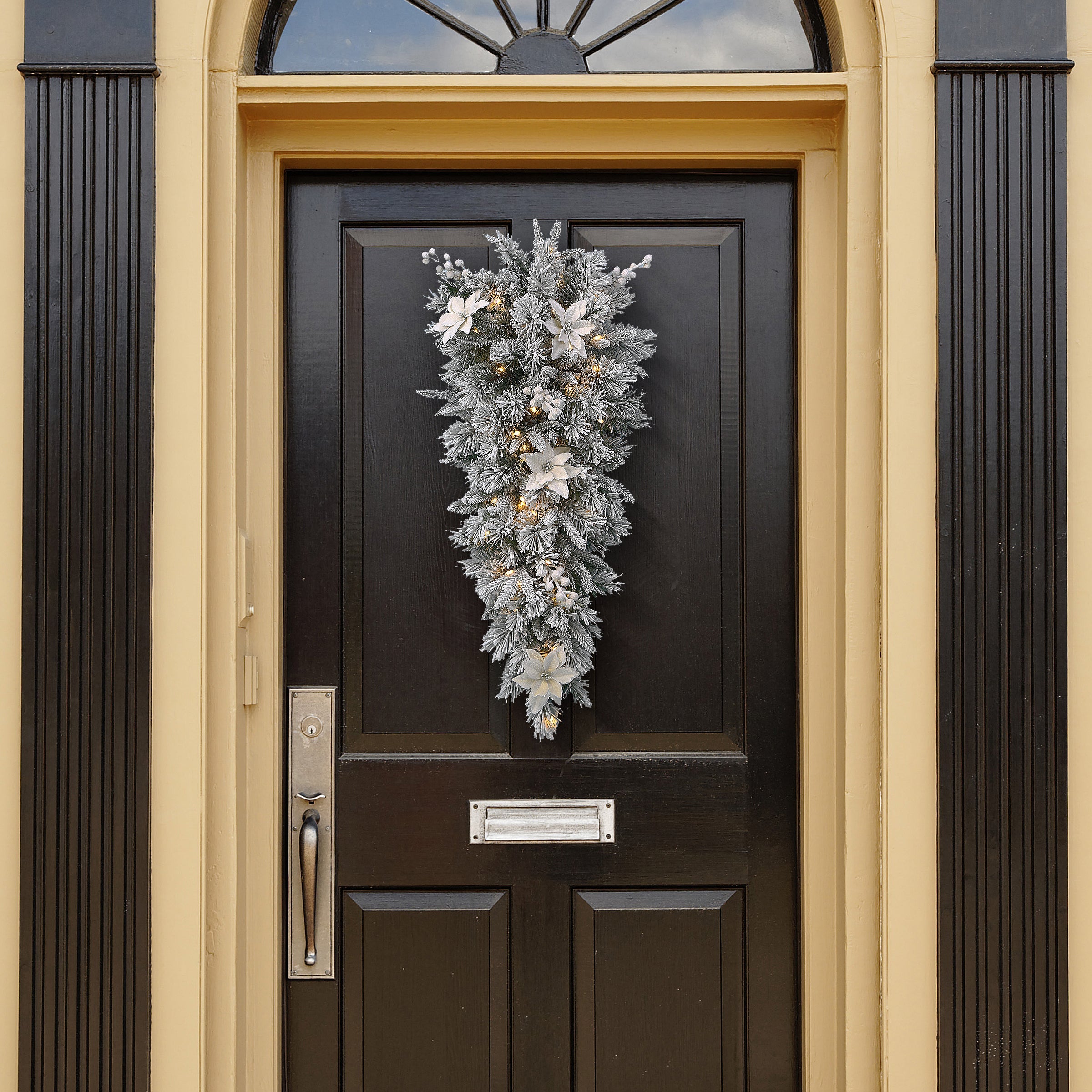 32 in. Pre-Lit Frosted Colonial Fir Teardrop with LED Lights