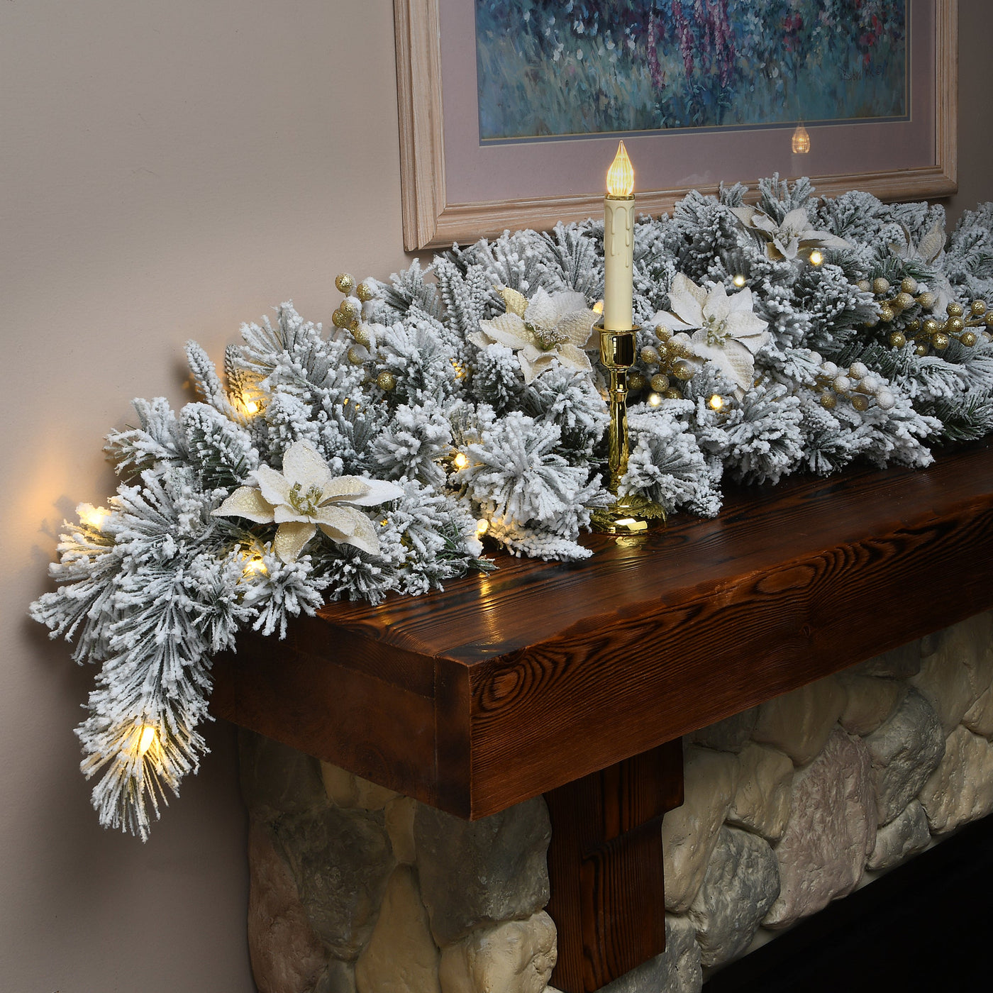 6 ft. Pre-Lit Frosted Colonial Fir Swag with LED Lights
