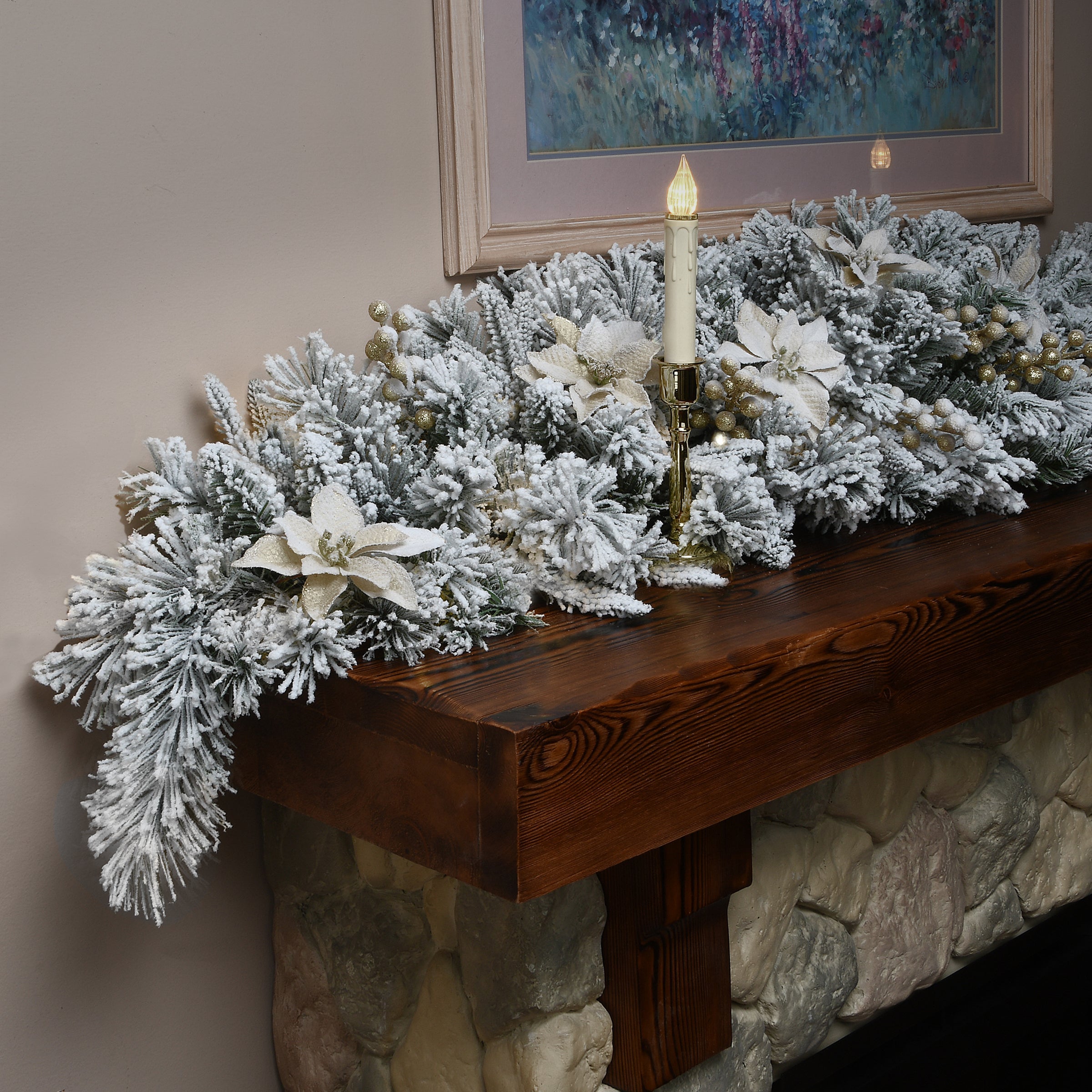 6 ft. Frosted Colonial Fir Mantle Swag