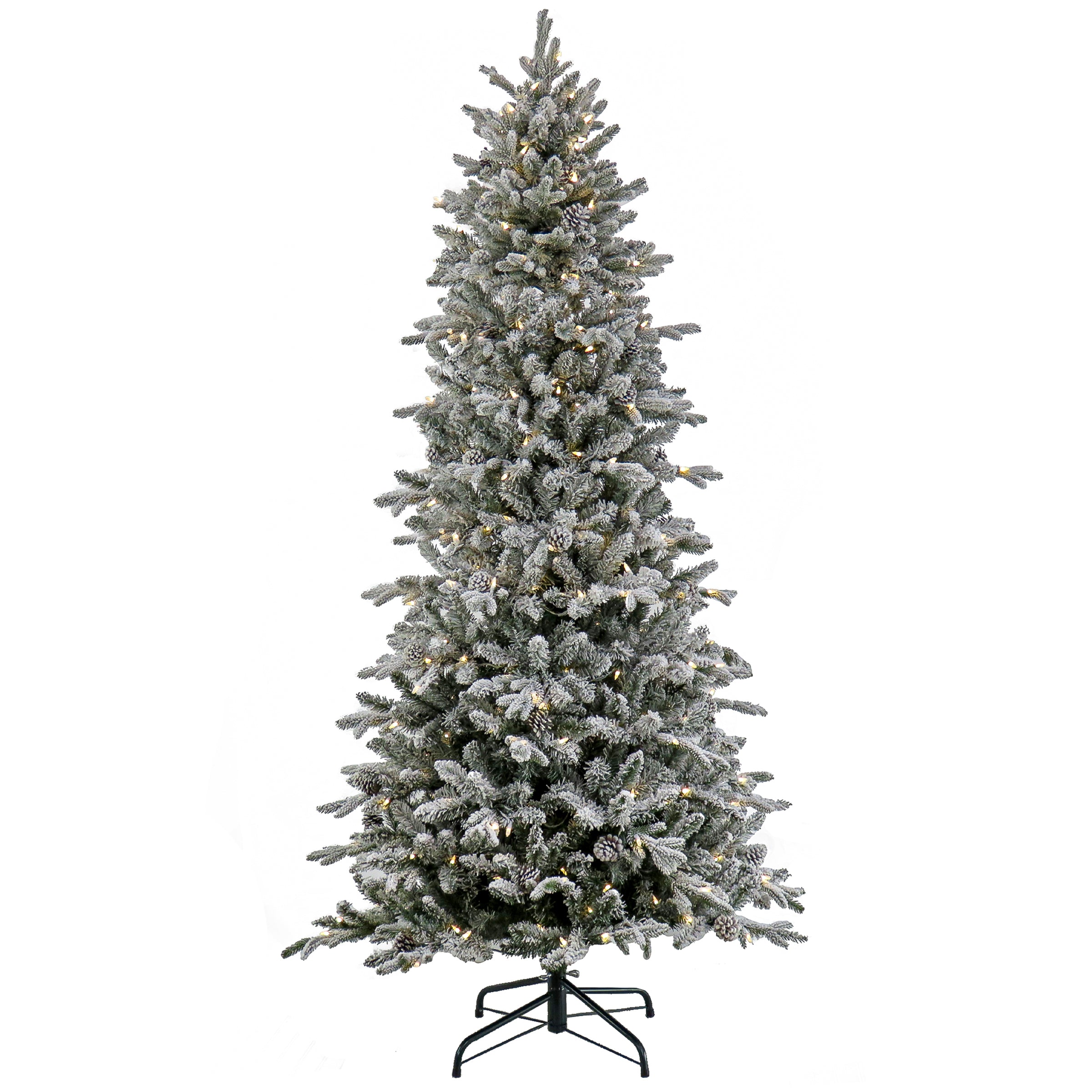 7 ft. Pre-Lit Snowy Calton Pine Tree with LED Lights