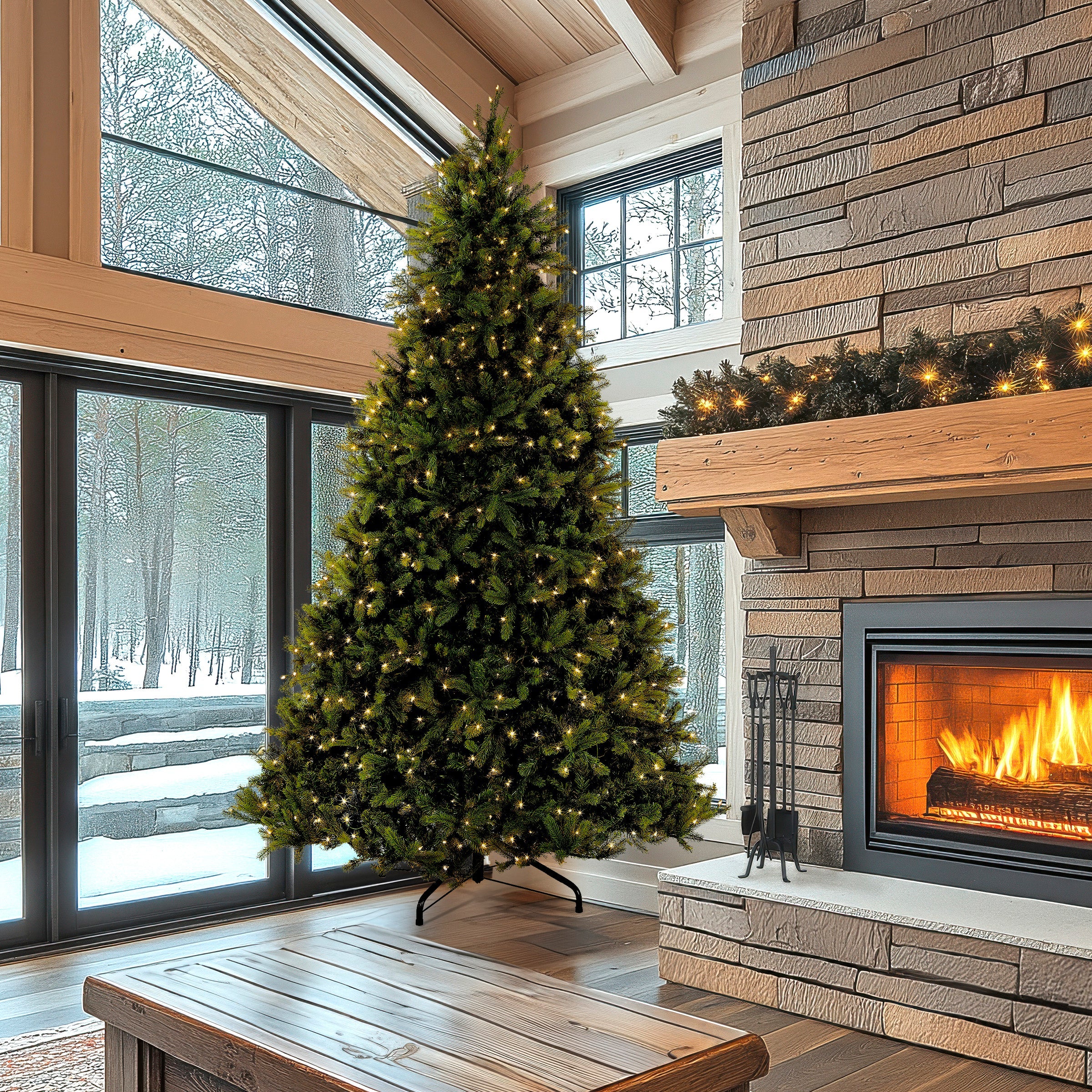 12 ft. Pre-Lit Downswept Douglas Fir Tree with Clear Lights