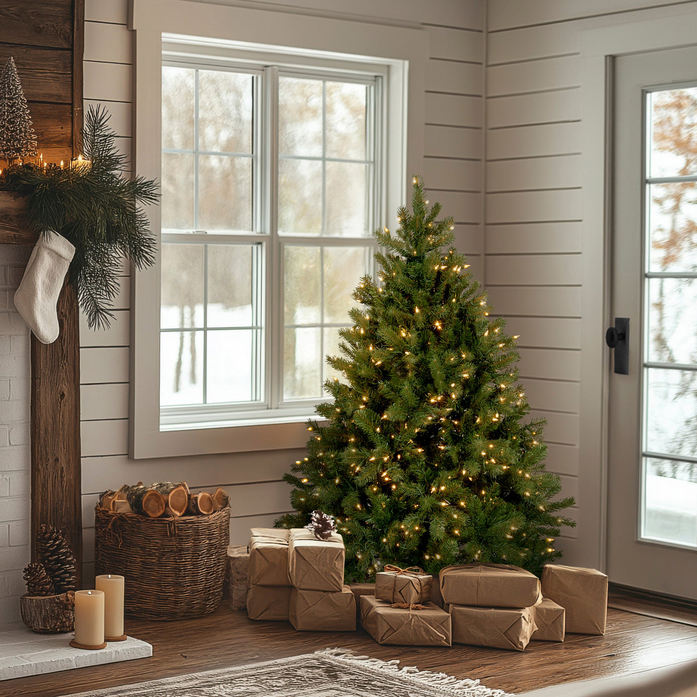 4.5 ft. Pre-Lit Downswept Douglas Fir Tree with Clear Lights